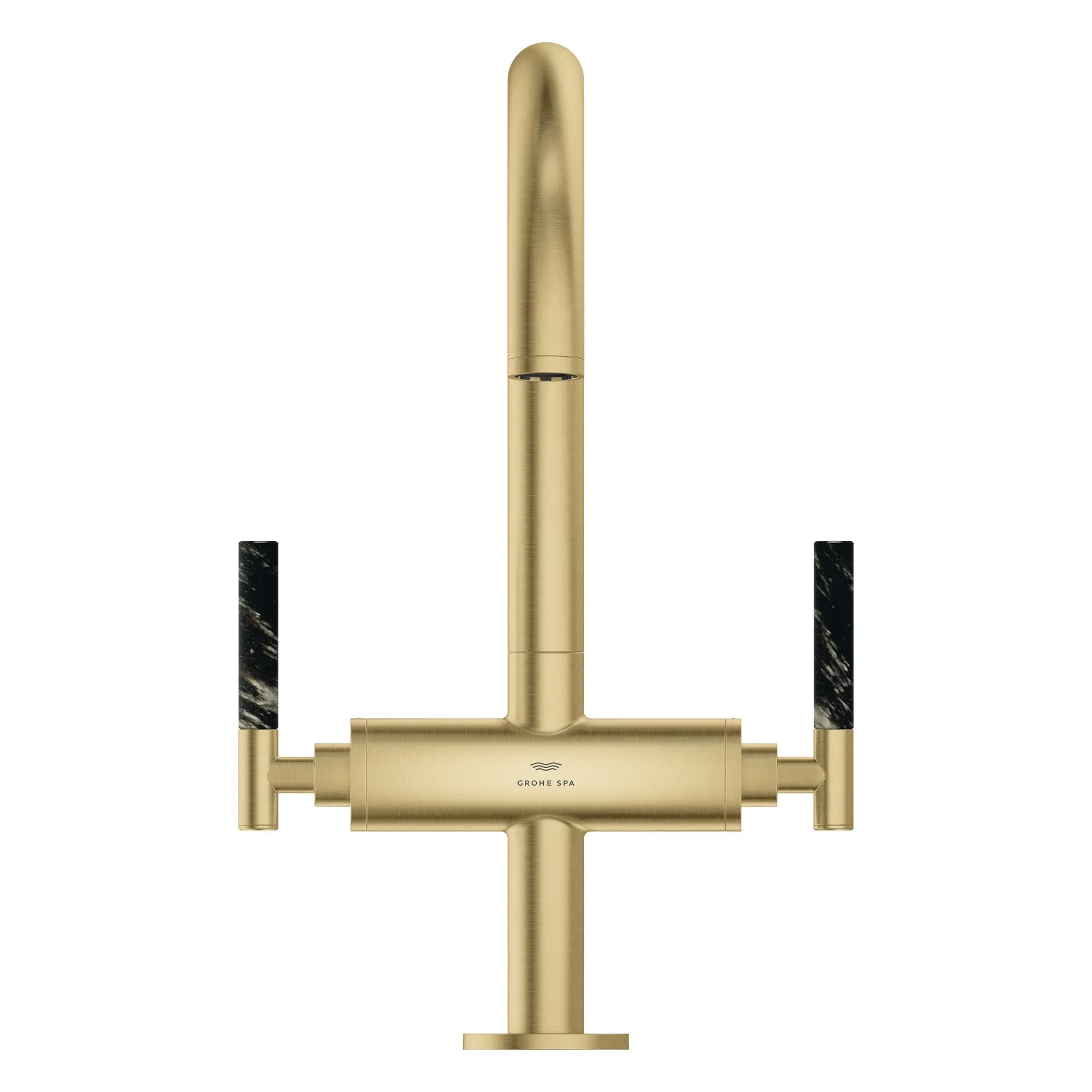 Atrio Single Hole Two-Handle L-Size Bathroom Faucet without Handles, 1.2 GPM (4.5 L/min) // BRUSHED COOL SUNRISE // 269230_Atrio_PC_SiloFront_21146GN00_48459GN0_August2025_0_CDNwebp.webp