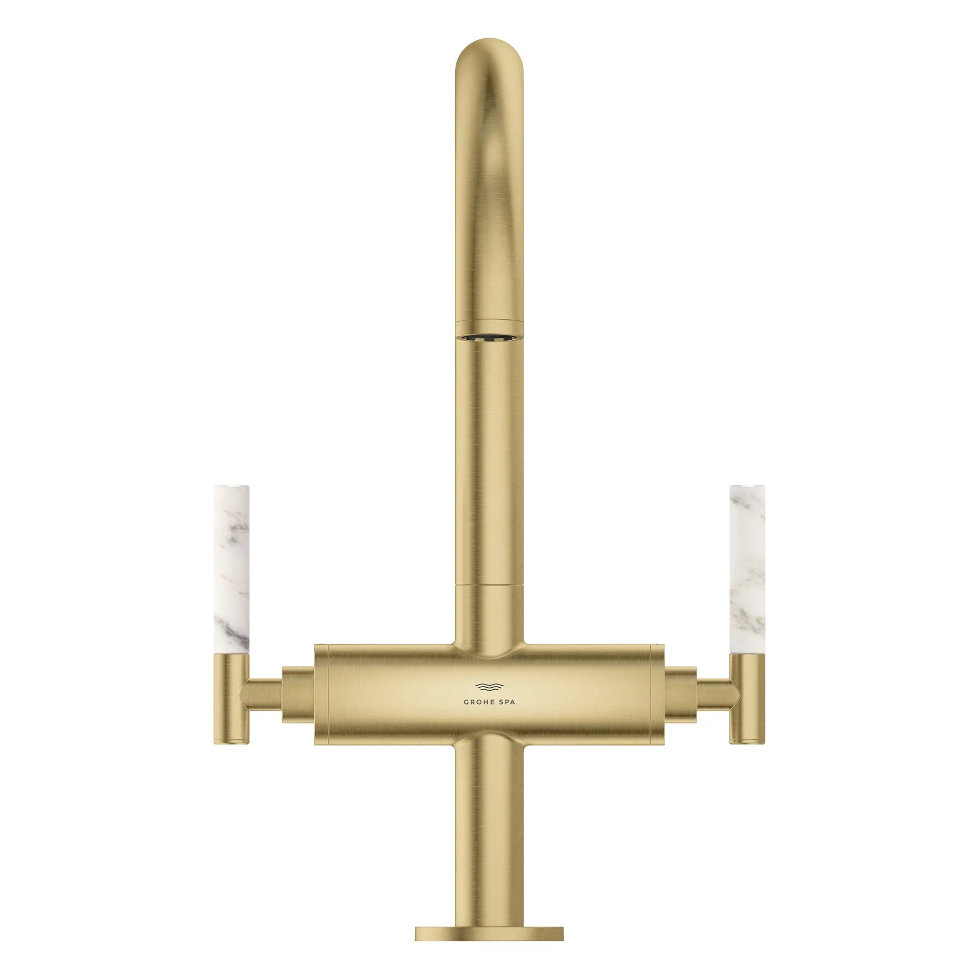 Atrio Single Hole Two-Handle L-Size Bathroom Faucet without Handles, 1.2 GPM (4.5 L/min) // BRUSHED COOL SUNRISE // 269245_Atrio_PC_SiloFront_21146GN00_48458GN0_August2025_0_CDNwebp.webp