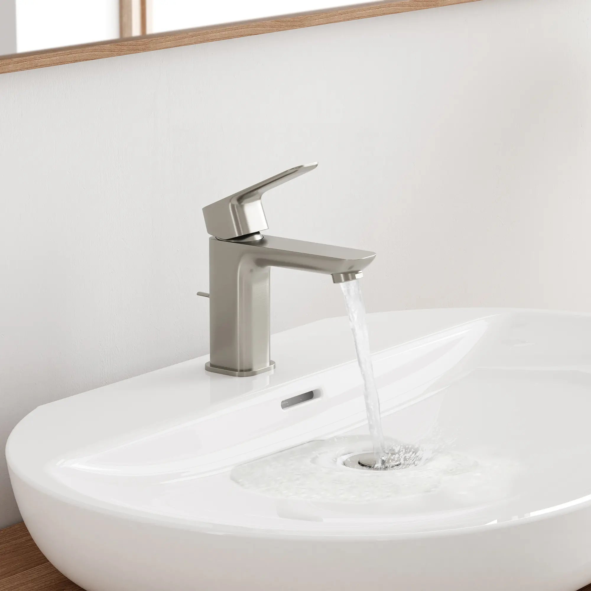 Cubeo Single Hole Single Handle S-Size Bathroom Faucet, 1.2 gpm (4.5L/min) // BRUSHED NICKEL INFINITYFINISH // 270842_Cubeo_EnvironmentCloseUp_101898EN00_0001_SEPTEMBER2025_0_CDNwebp.webp