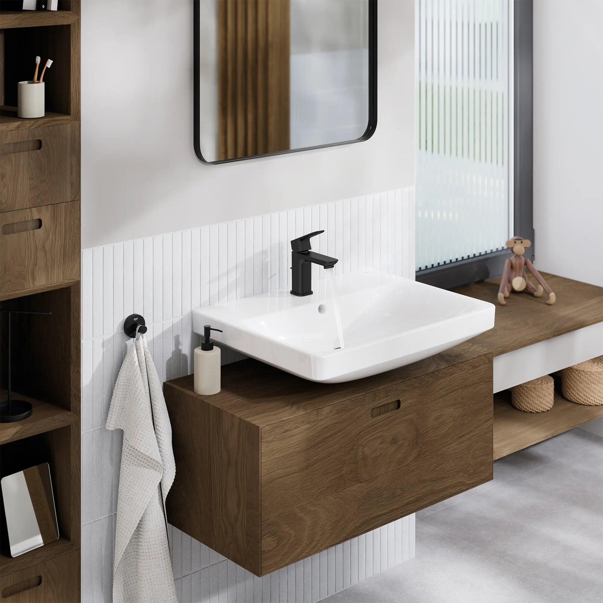 Cubeo Single Hole Single Handle S-Size Bathroom Faucet, 1.2 gpm (4.5L/min) // MATTE BLACK // 270854_Cubeo_EnvironmentCloseUp_1018982430_0001_SEPTEMBER2025_0_CDNwebp.webp