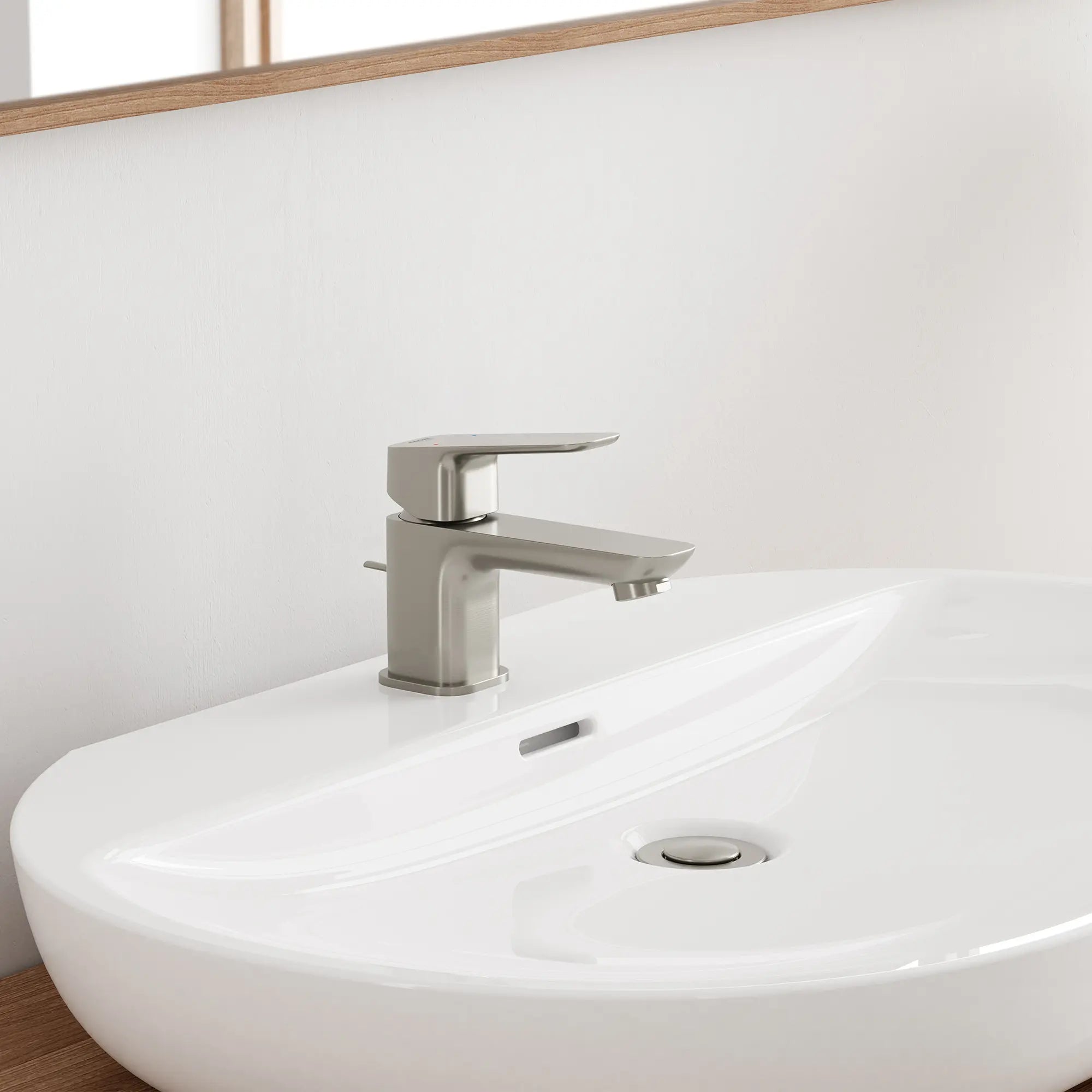 Robinet de salle de bain à orifice et manette uniques Cubeo, taille TP, 4,5 l/min (1,2 gal/min) // NICKEL BROSSÉ INFINITYFINISH // 270984_Cubeo_EnvironmentCloseUp_101897EN00_39669000_0001_OCTOBER2024_0_CDNwebp.webp