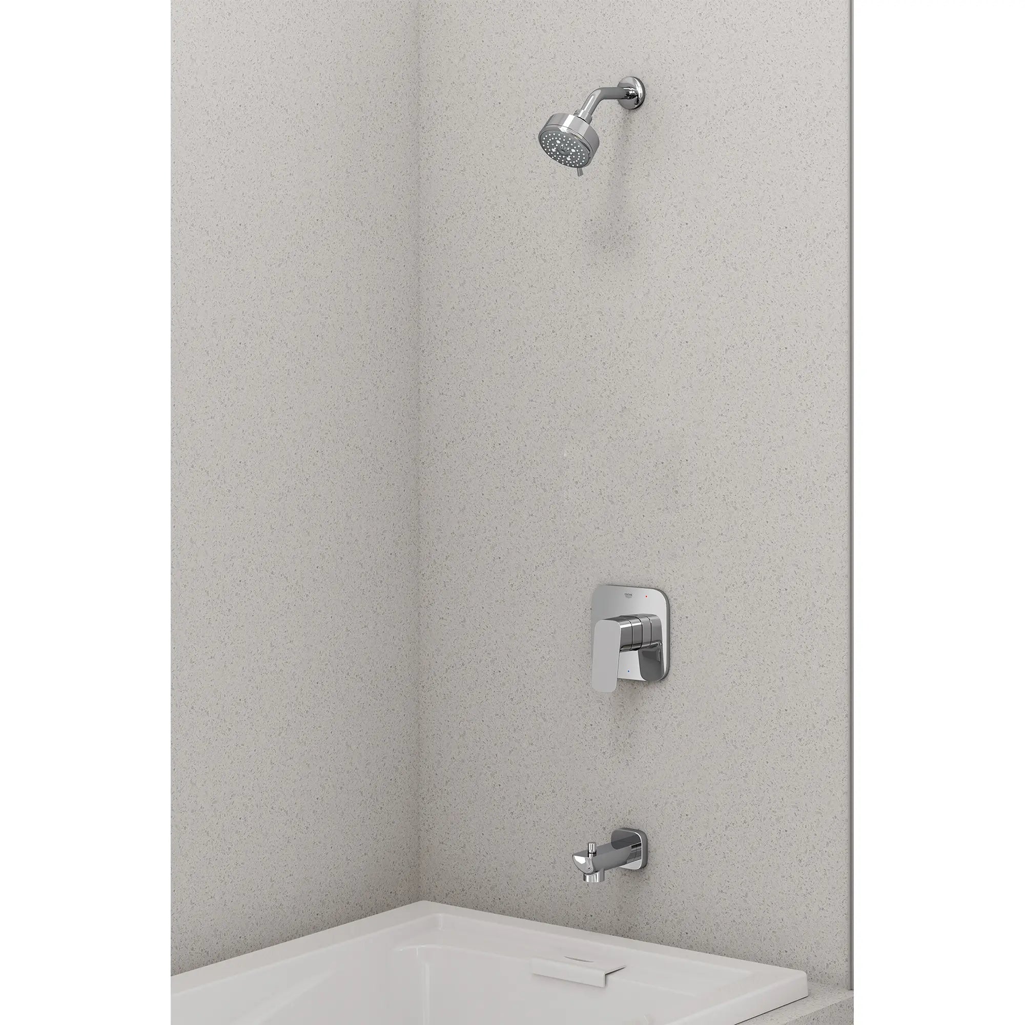 Cubeo Pressure Balance Valve Tub/Shower Trim Kit // GROHE STARLIGHT CHROME // 270991_Cubeo_EnvironmentCloseUp_10538000000_0001_OCTOBER2024_0_CDNwebp.webp