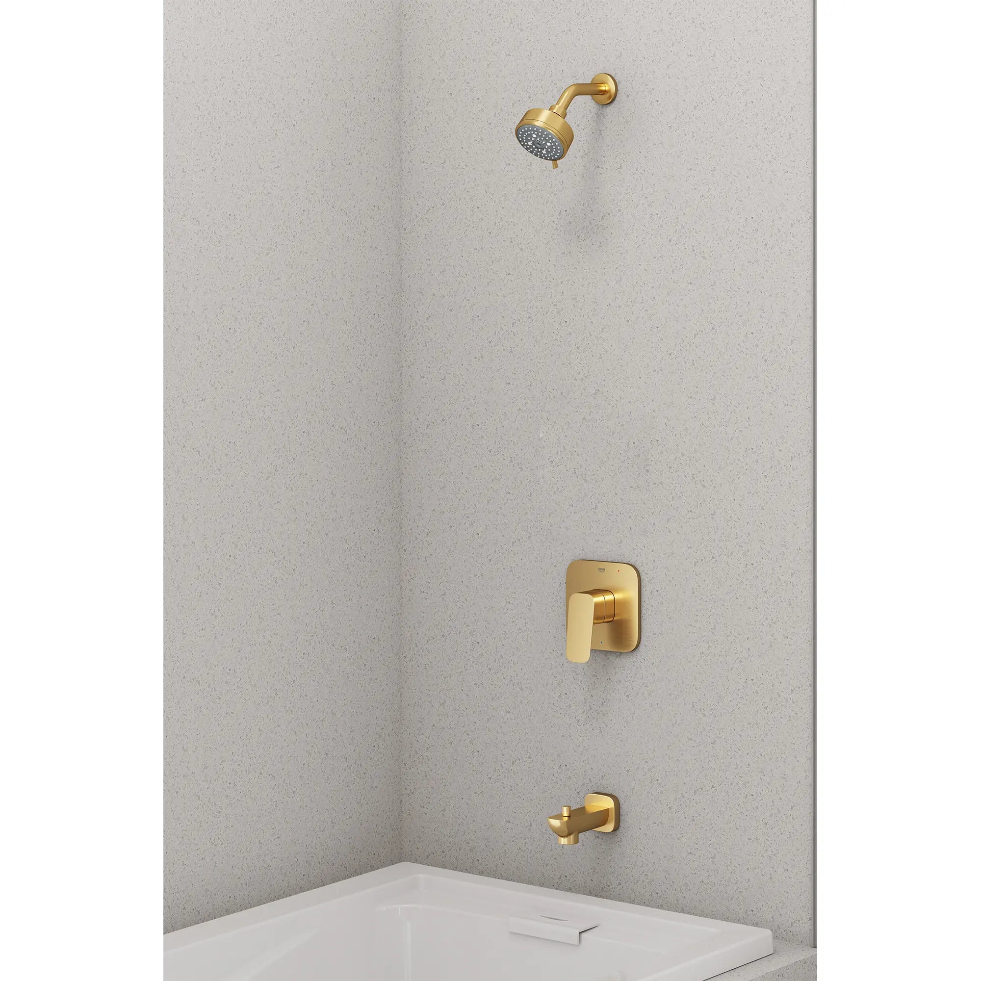 Cubeo Pressure Balance Valve Tub/Shower Trim Kit // BRUSHED COOL SUNRISE // 270994_Cubeo_EnvironmentCloseUp_1053800GN00_0001_OCTOBER2024_0_CDNwebp.webp