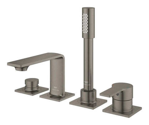 4-Hole Single-Handle Deck Mount Roman Tub Faucet with 1.75 GPM Hand Shower - Brushed Hard Graphite