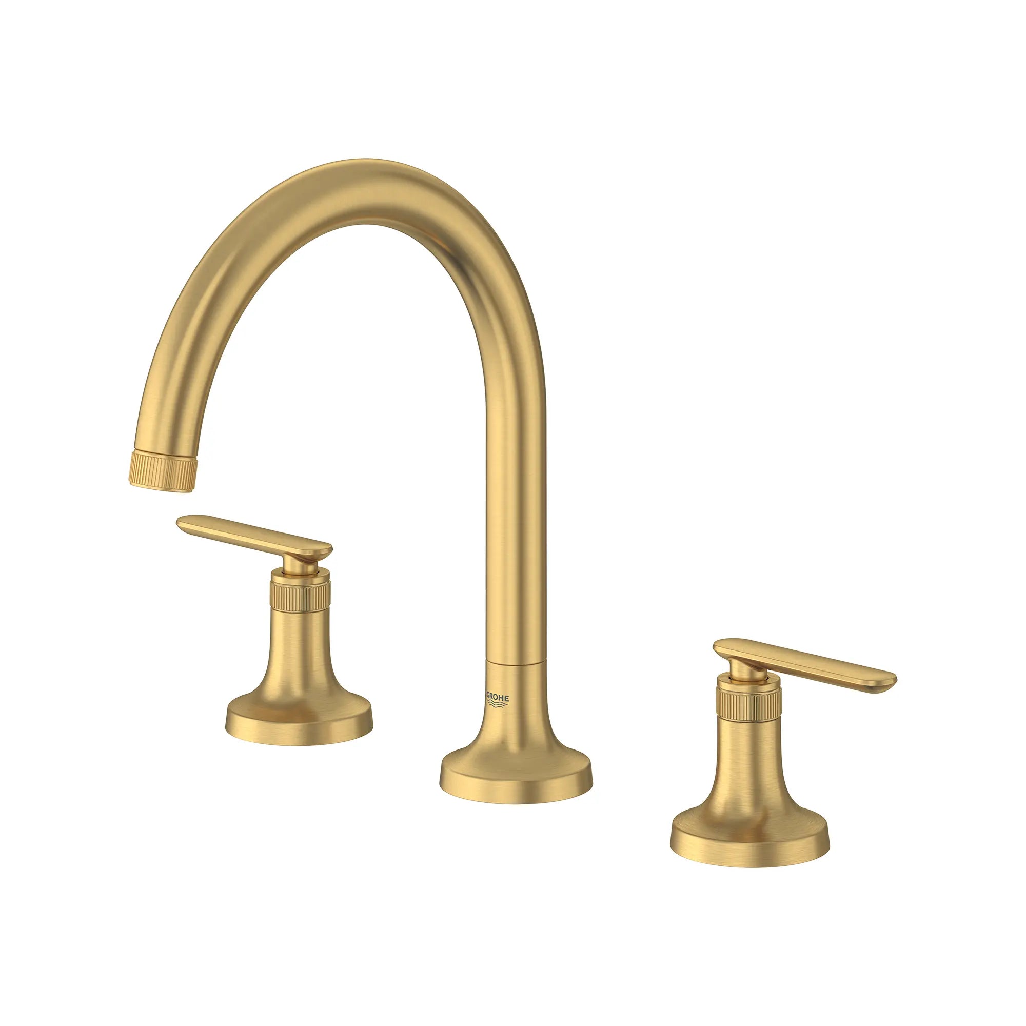 Listra 3-Hole Deck Mount Roman Tub Filler // BRUSHED COOL SUNRISE // 275296_Listra_SiloLeft_106261GN00_106270GN00_0001_SEPTEMBER2024_0_CDNwebp.webp