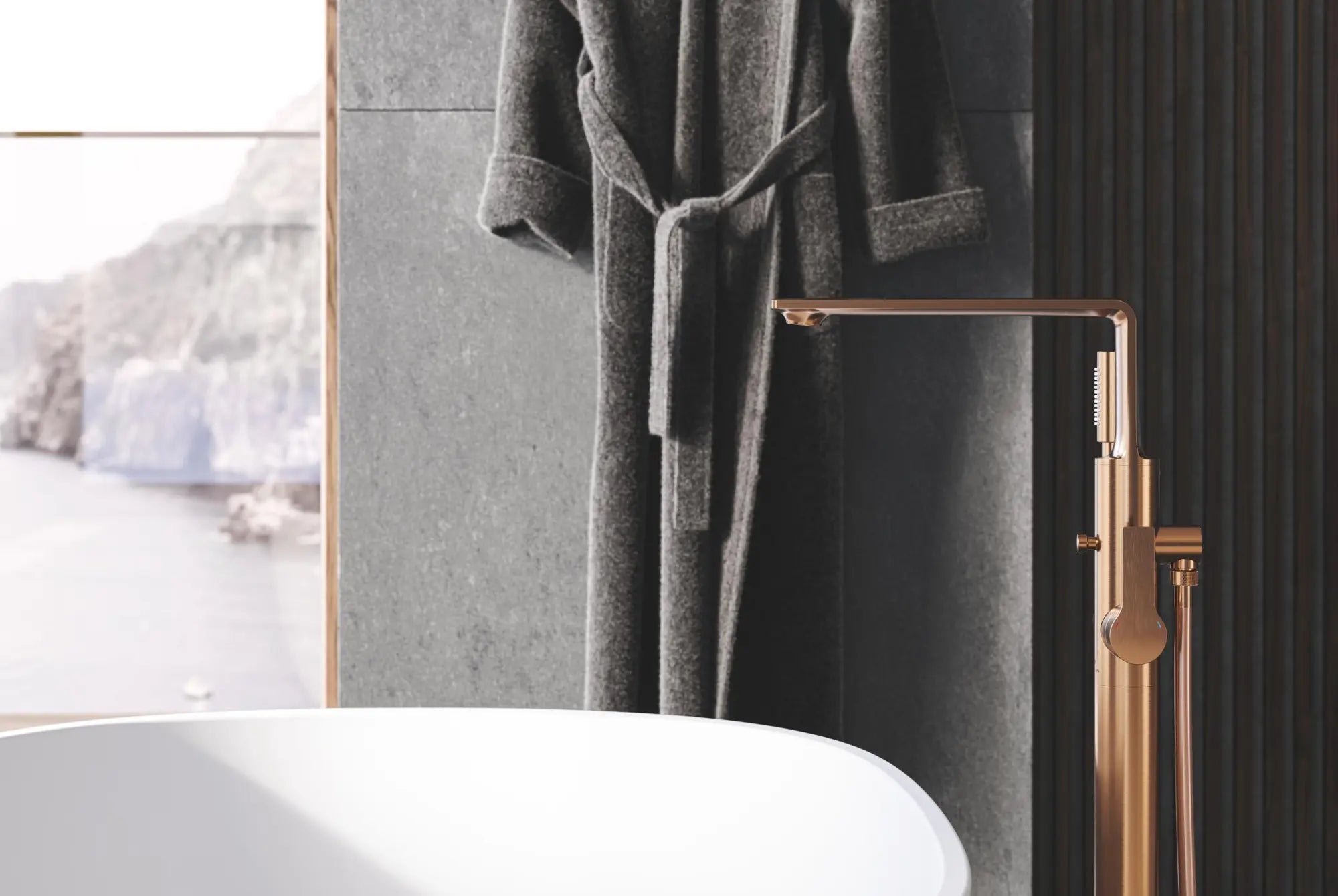 Single-Handle Freestanding Tub Faucet with 6.6 L/min (1.75 GPM) Hand Shower // BRUSHED WARM SUNSET // 275531_ZZH_T25222G04_000_01_0_CDNwebp.webp