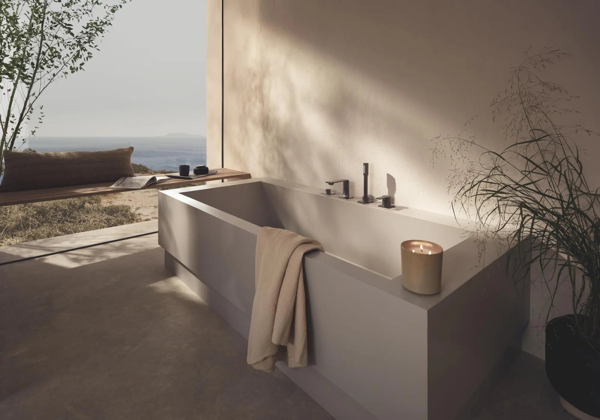 4-Hole Single-Handle Deck Mount Roman Tub Faucet with 1.75 GPM Hand Shower // BRUSHED HARD GRAPHITE // 275536_ZZH_T19316J03_000_01_0_CDNwebp.webp