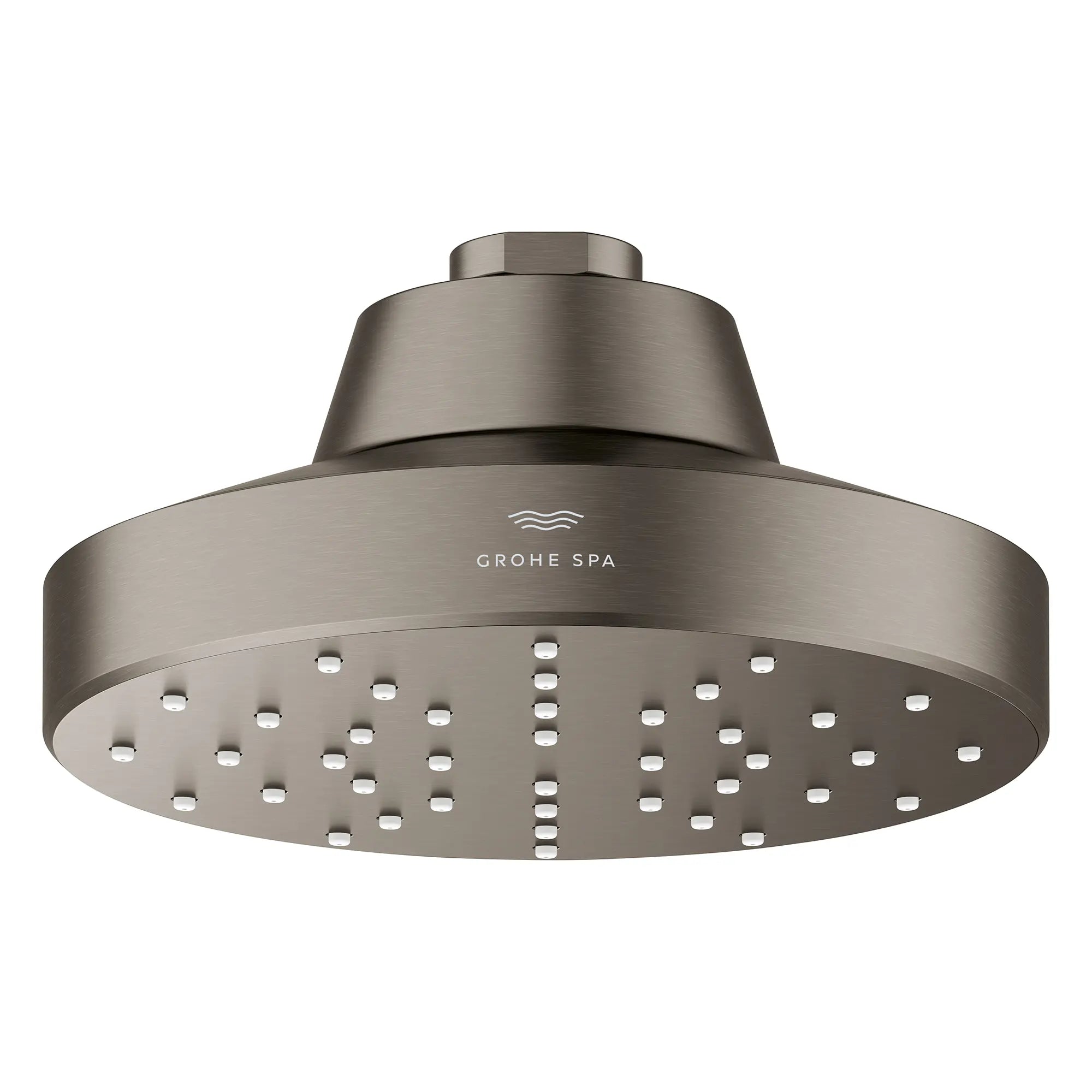 Rainshower Aqua 140 Single Spray 5 1/2" Showerhead with AquaBooster 2.5 GPM (9.5 L/min) // BRUSHED HARD GRAPHITE // 275800_Aqua_Booster_SiloFront_111518AL00_002_October2025_0_CDNwebp.webp