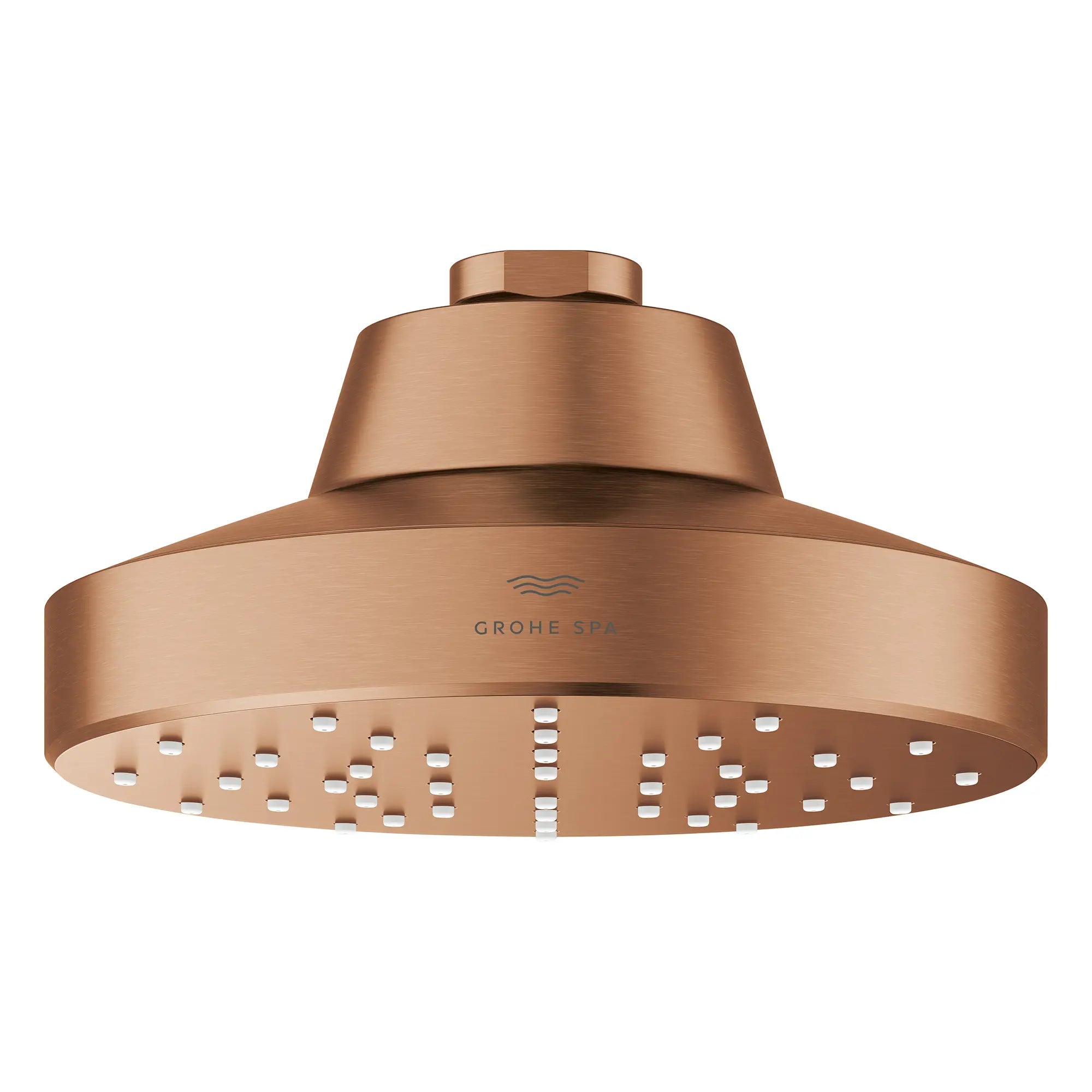 Rainshower Aqua 140 Single Spray 5 1/2" Showerhead with AquaBooster 2.5 GPM (9.5 L/min) // BRUSHED WARM SUNSET // 275802_Aqua_Booster_SiloFront_111518DL00_001_October2025_0_CDNwebp.webp