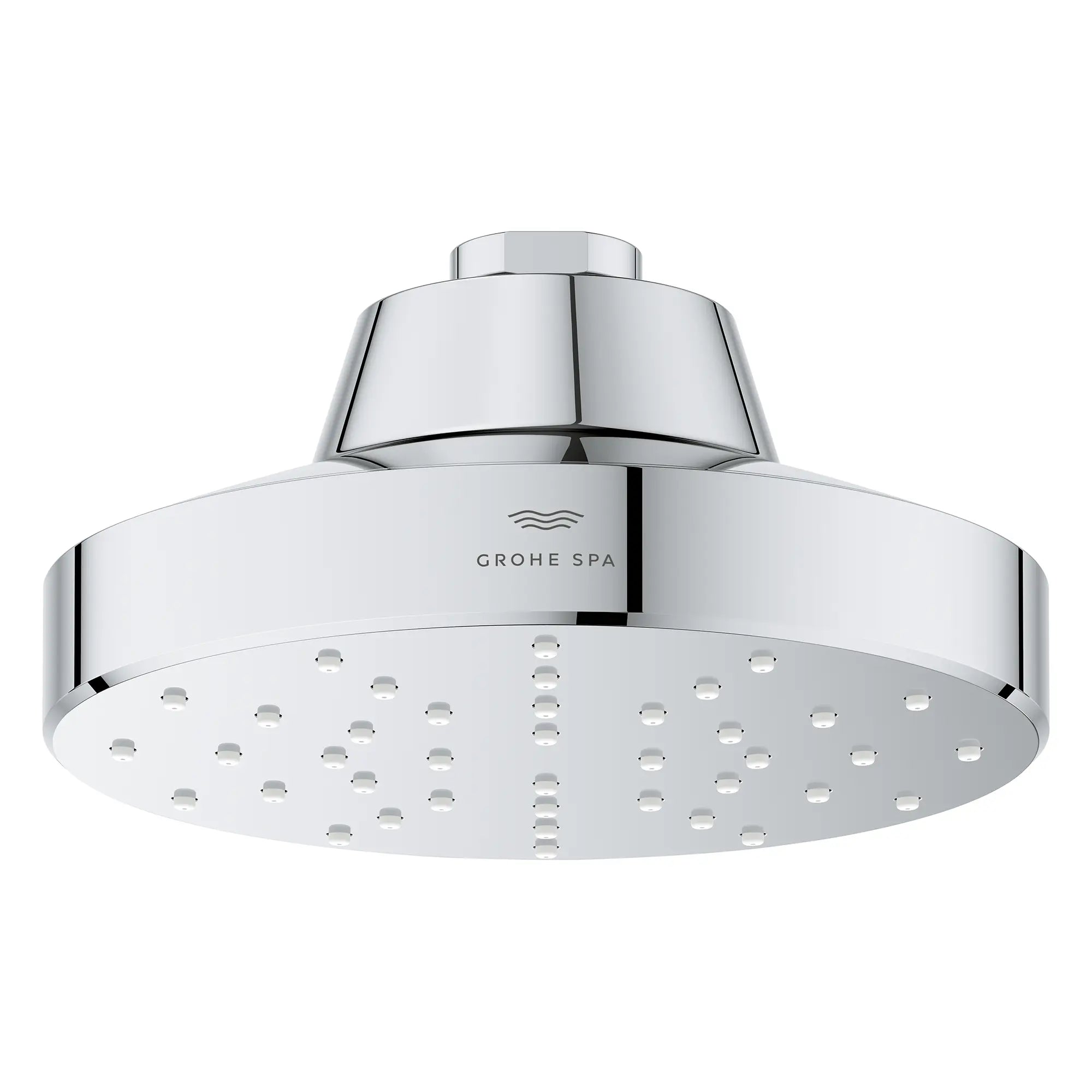 Rainshower Aqua 140 Mono Spray 5 1/2" Showerhead with Aqua Booster 2.5 GPM (9.5 L/min) // GROHE STARLIGHT CHROME // 275815_Aqua_Booster_SiloFront_1115180000_002_October2025_0_CDNwebp_6ee0e072-5798-4657-99e1-146b47ce1340.webp