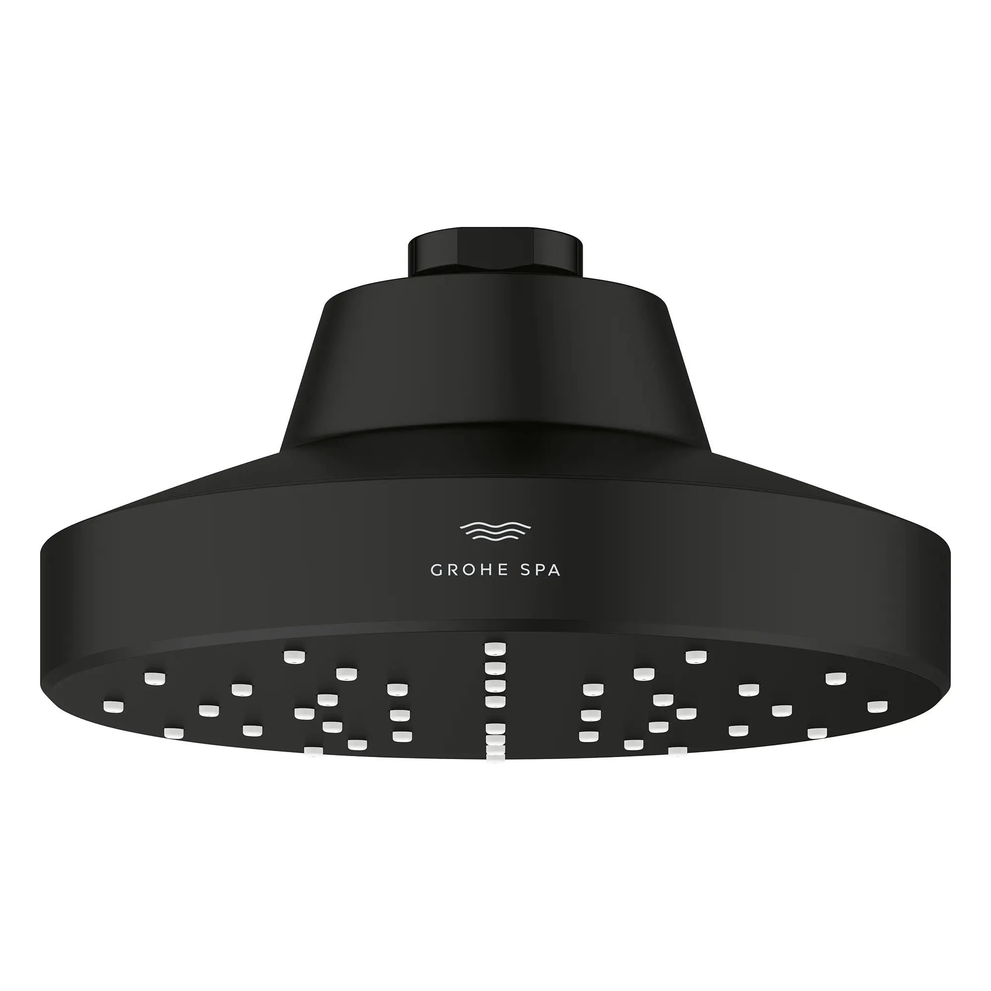 Rainshower Aqua 140 Mono Spray 5 1/2" Showerhead with Aqua Booster 2.5 GPM (9.5 L/min) // MATTE BLACK // 275818_Aqua_Booster_SiloFront_1115182430_001_October2025_0_CDNwebp_b5ba45ee-2af2-4349-9d30-cbc4920e6a98.webp