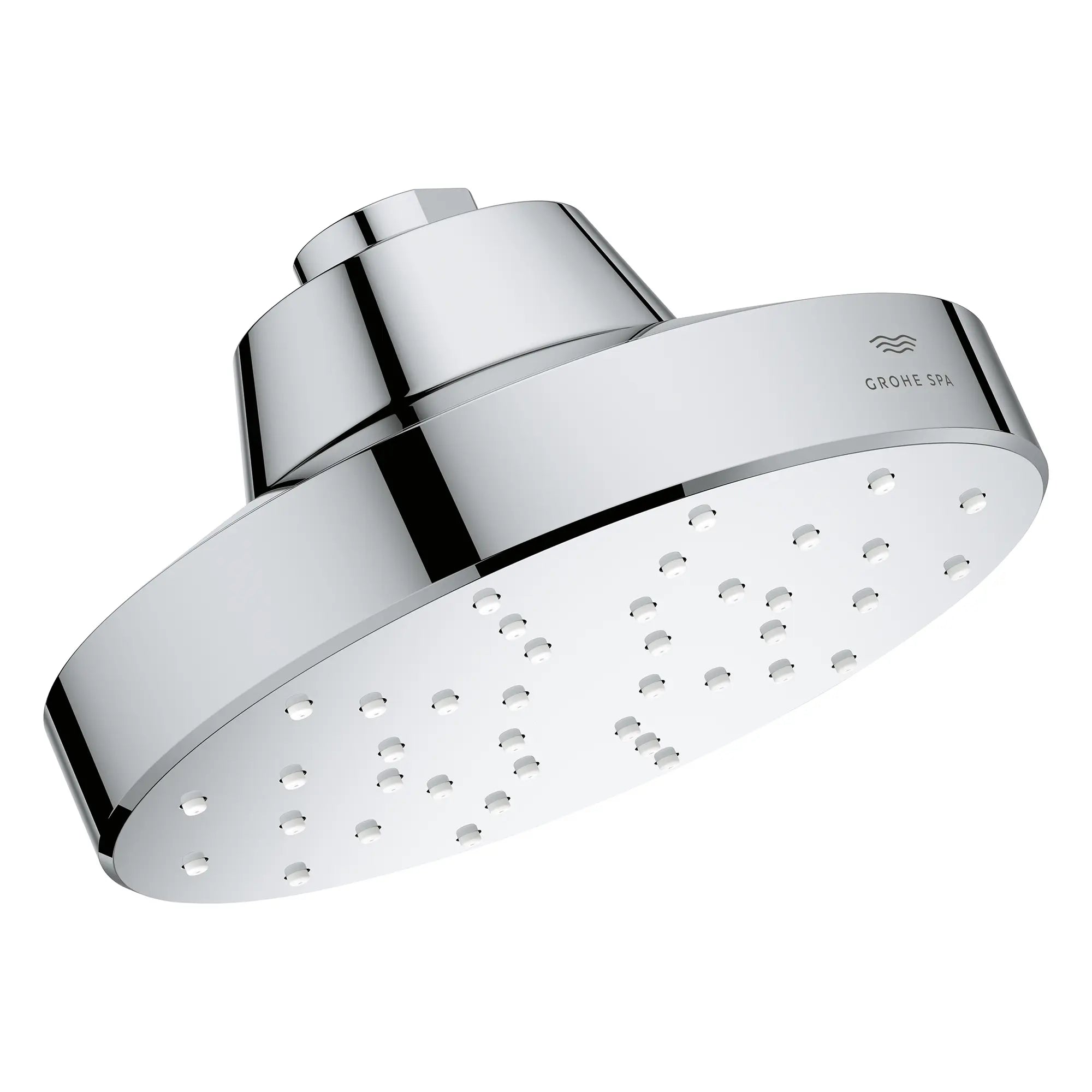 Rainshower Aqua 140 Mono Spray 5 1/2" Showerhead with Aqua Booster 2.5 GPM (9.5 L/min) // GROHE STARLIGHT CHROME // 275834_Aqua_Booster_SiloRight_1115180000_002_October2025_0_CDNwebp_4d95792a-b88f-414f-bad6-67ffef2124f6.webp