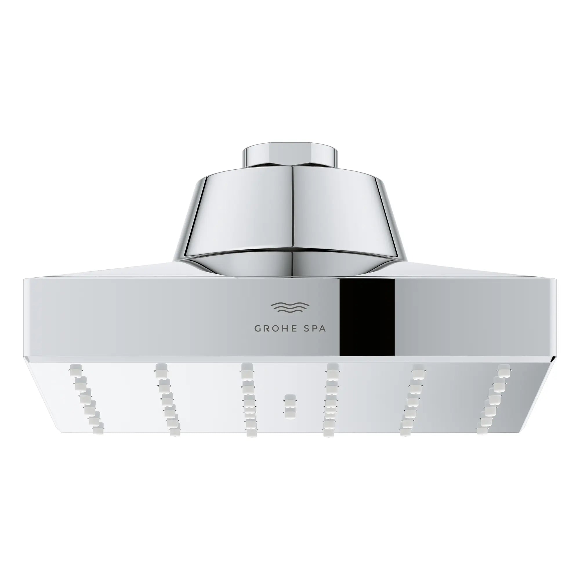 Rainshower Aqua Mono Spray 5 1/2" Square Showerhead with Aqua Booster 1.75 GPM (6.6 L/min) // GROHE STARLIGHT CHROME // 275885_Aqua_Booster_SiloFront_1116610000_001_October2025_0_CDNwebp.webp