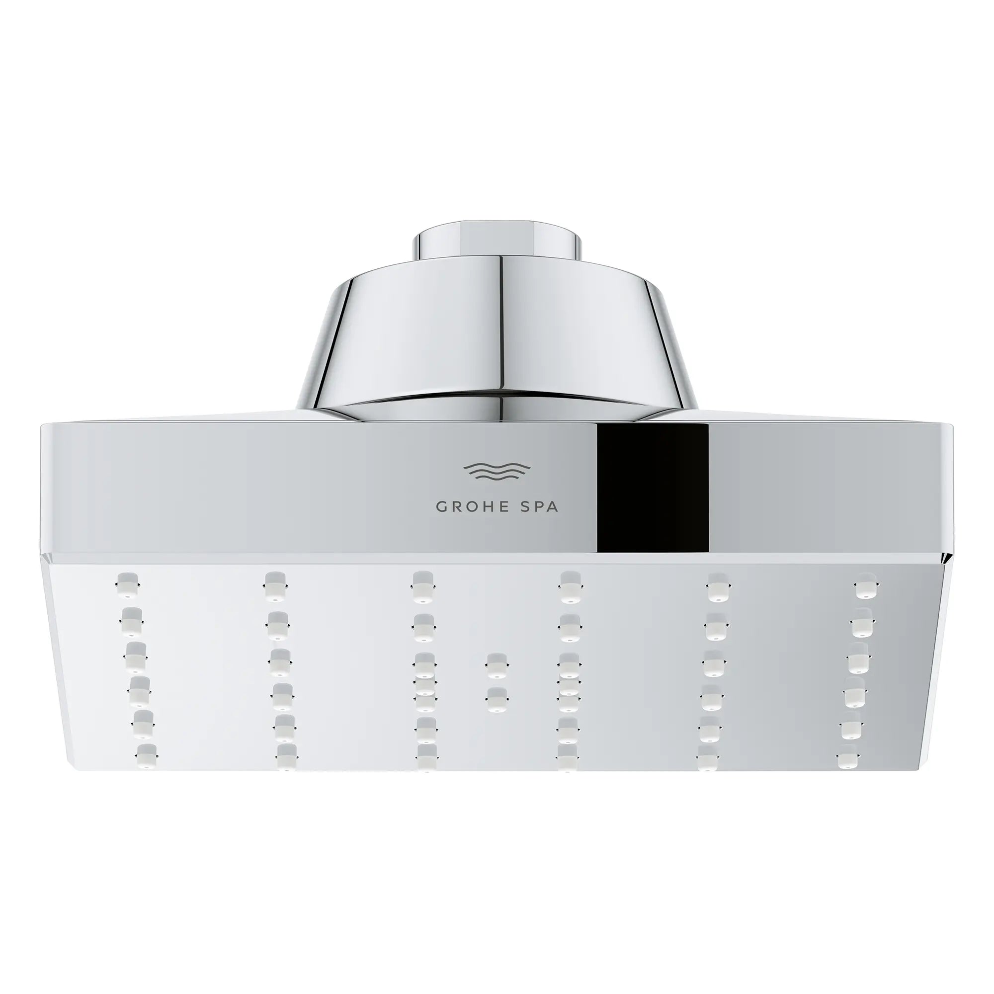 Rainshower Aqua Mono Spray 5 1/2" Square Showerhead with Aqua Booster 1.75 GPM (6.6 L/min) // GROHE STARLIGHT CHROME // 275886_Aqua_Booster_SiloFront_1116610000_002_October2025_0_CDNwebp.webp