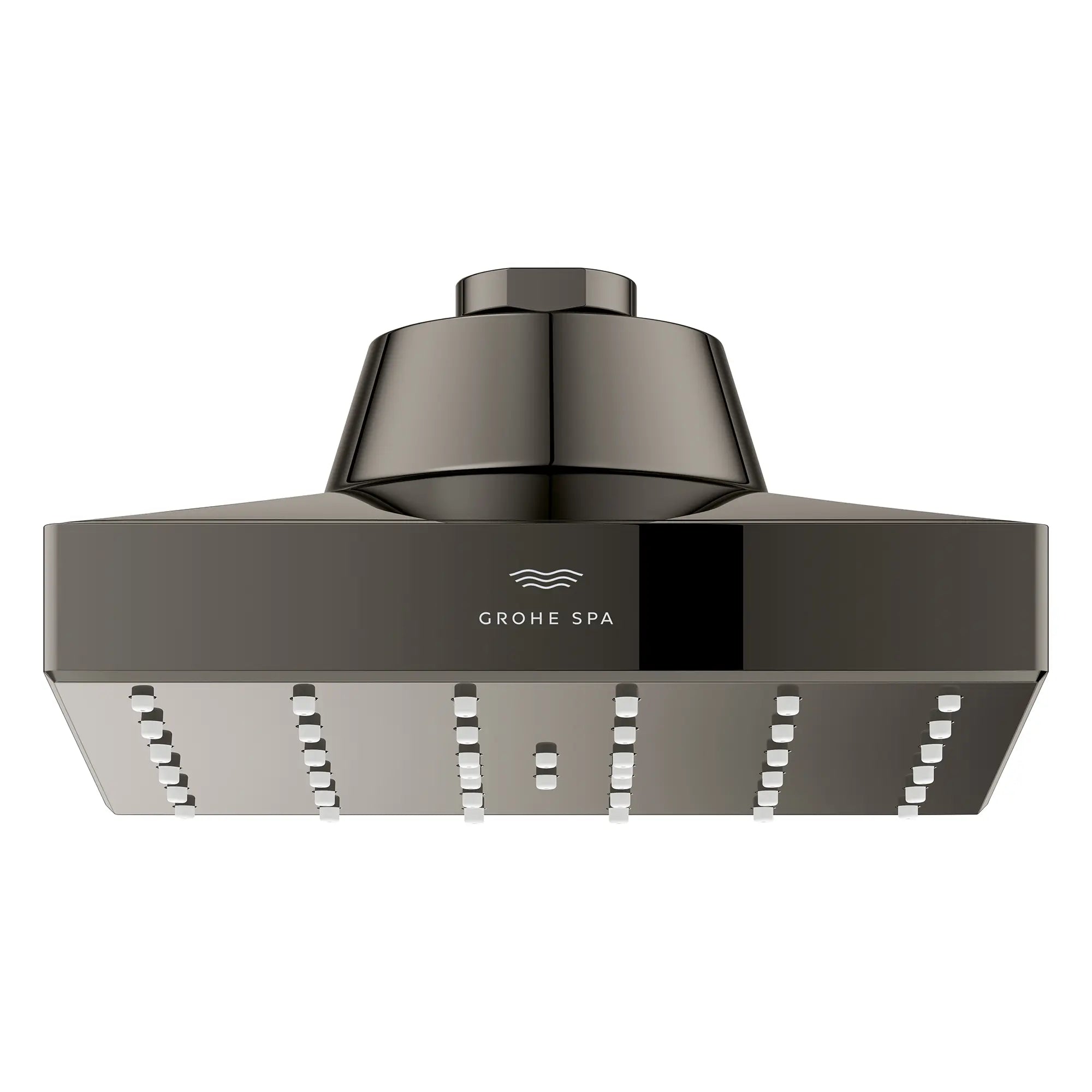 Rainshower Aqua Mono Spray 5 1/2" Square Showerhead with Aqua Booster 1.75 GPM (6.6 L/min) // HARD GRAPHITE // 275893_Aqua_Booster_SiloFront_111661A000_001_October2025_0_CDNwebp.webp