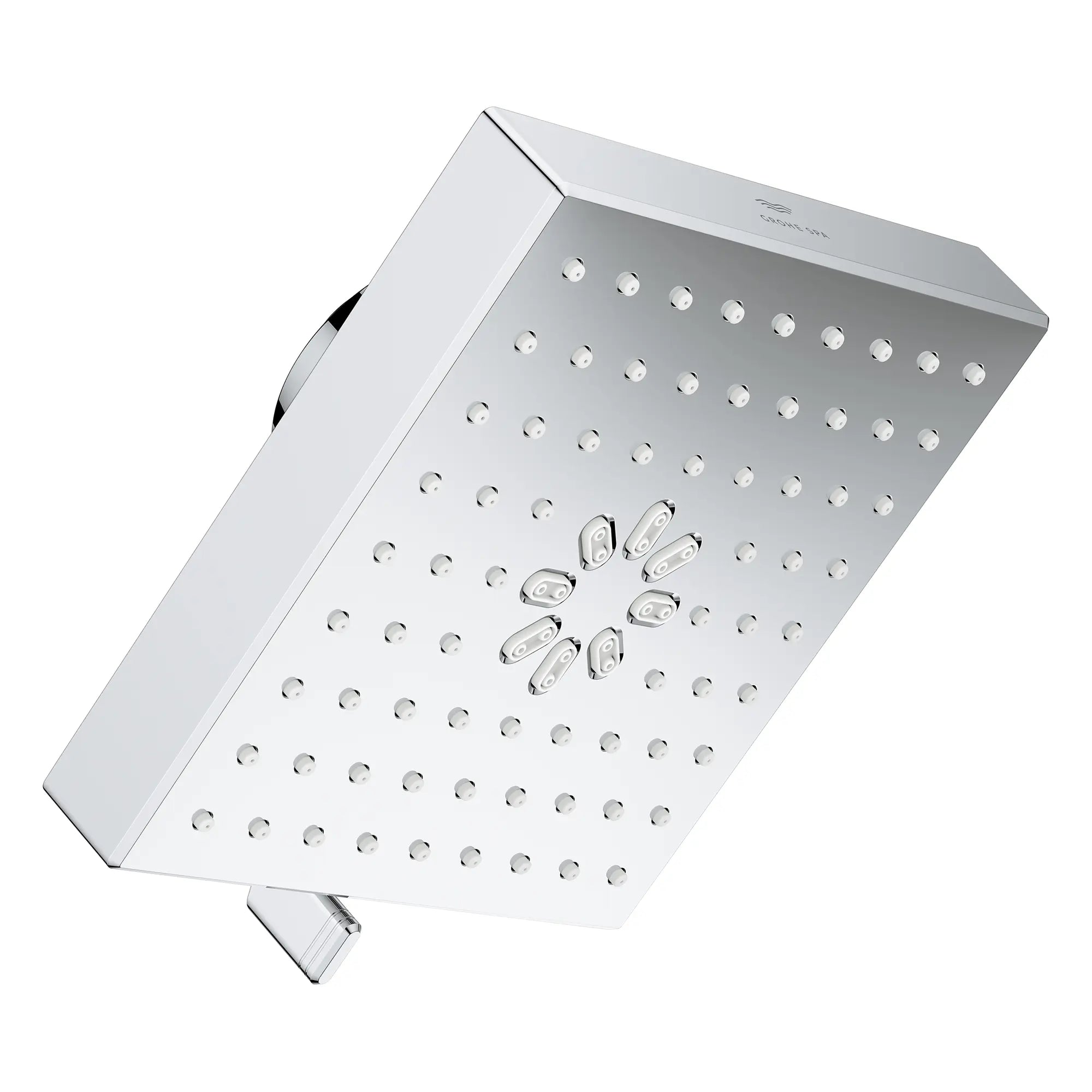 Rainshower Aqua Multi Spray 5 1/2" Square Shower Head with Aqua Booster 1.75 GPM (6.6 L/min) // GROHE STARLIGHT CHROME // 276979_AquaBooster_SiloRight_1116720000_0001_October2025_0_CDNwebp.webp