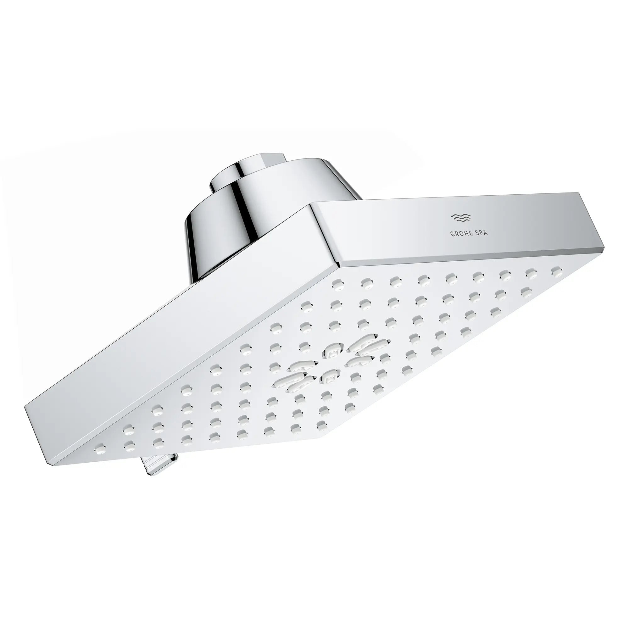 Rainshower Aqua Multi Spray 5 1/2" Square Shower Head with Aqua Booster 1.75 GPM (6.6 L/min) // GROHE STARLIGHT CHROME // 277022_Aqua_Booster_SiloRight_1116730000_0002_October2025_0_CDNwebp.webp
