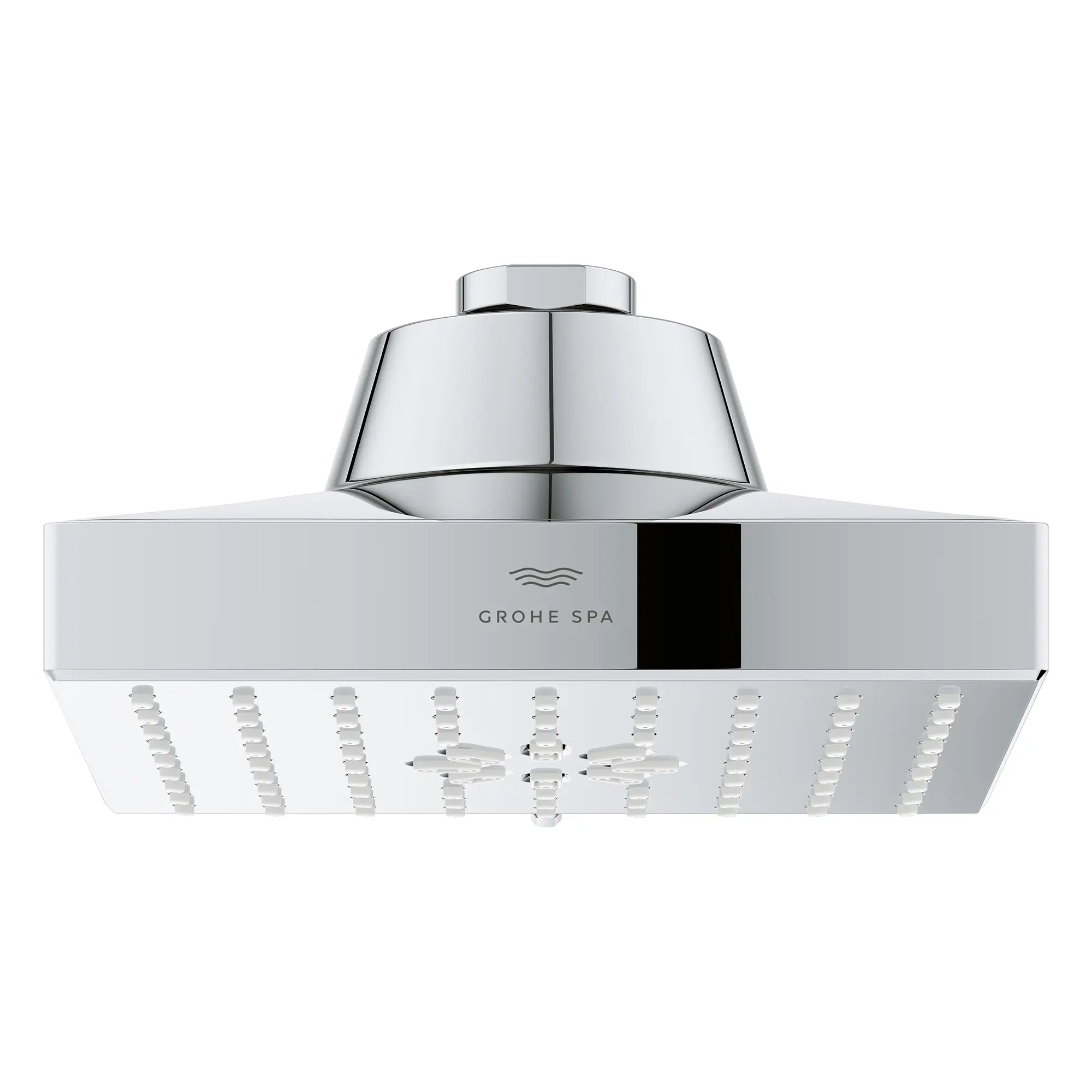 Rainshower Aqua Multi Spray 5 1/2" Square Shower Head with Aqua Booster 1.75 GPM (6.6 L/min) // GROHE STARLIGHT CHROME // 277023_Aqua_Booster_SiloFront_1116730000_0001_October2025_0_CDNwebp.webp