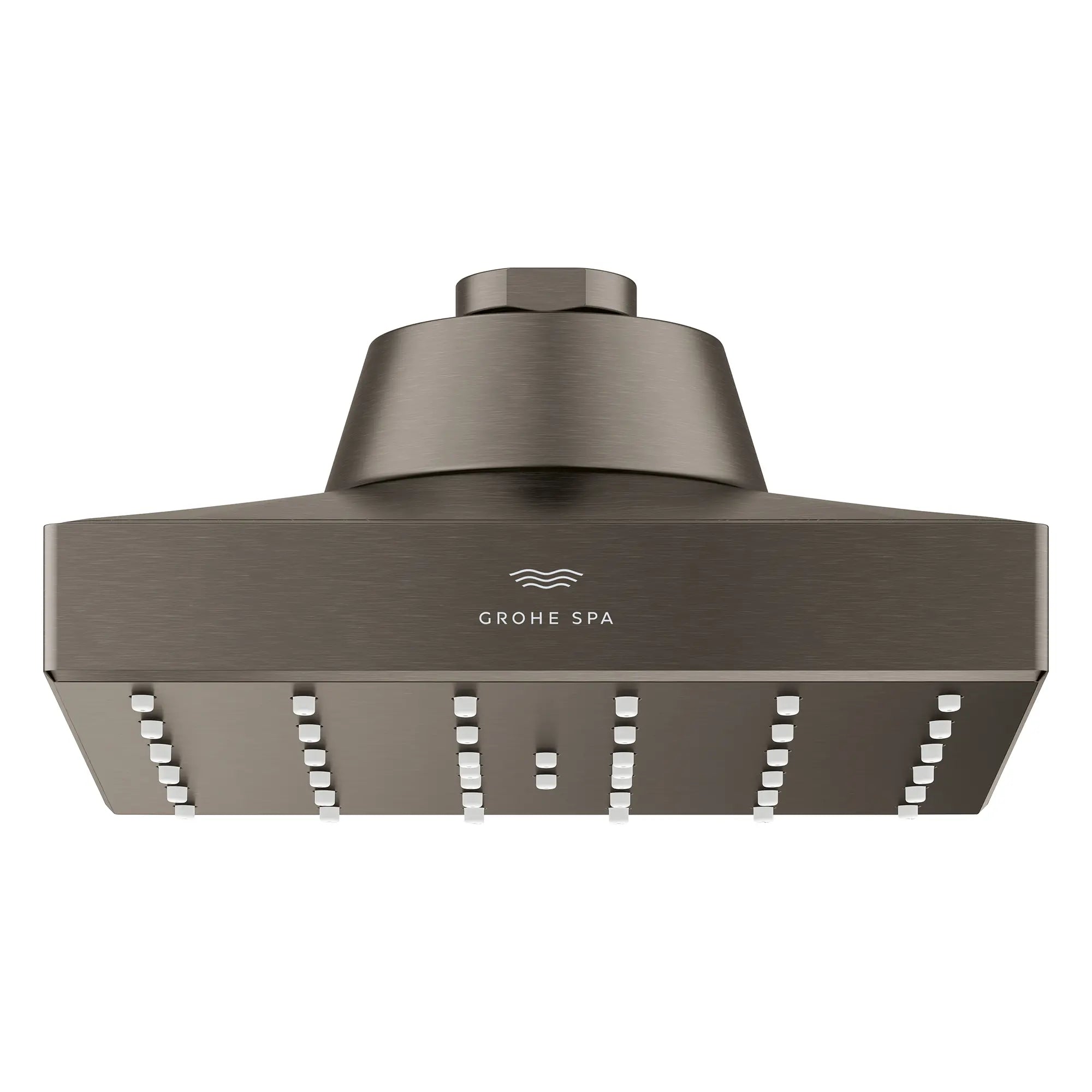 Rainshower Aqua Mono Spray 5 1/2" Square Showerhead with Aqua Booster 2.5 GPM (9.5 L/min) // BRUSHED HARD GRAPHITE // 277715_Aqua_Booster_SiloFront_111668AL00_0001_October2025_0_CDNwebp.webp