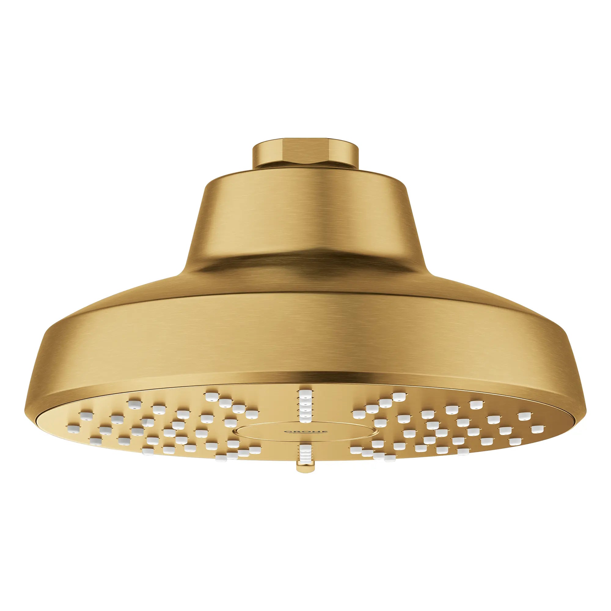Tempesta 140 with AquaBooster Round Multi Spray Shower Head 1.75 GPM (6.6L/min) // BRUSHED COOL SUNRISE // 278225_Aqua_Booster_SiloFront_111746GN00_0001_October2025_0_CDNwebp.webp