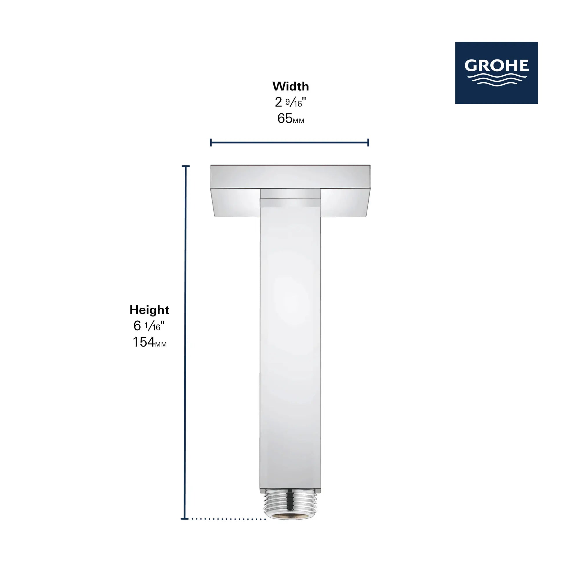 Rainshower Eurocube 6" Ceiling Shower Arm // GROHE STARLIGHT CHROME // 278639_Rainshower_Infographic_2771200_0001_NOV2025_1_CDNwebp.webp