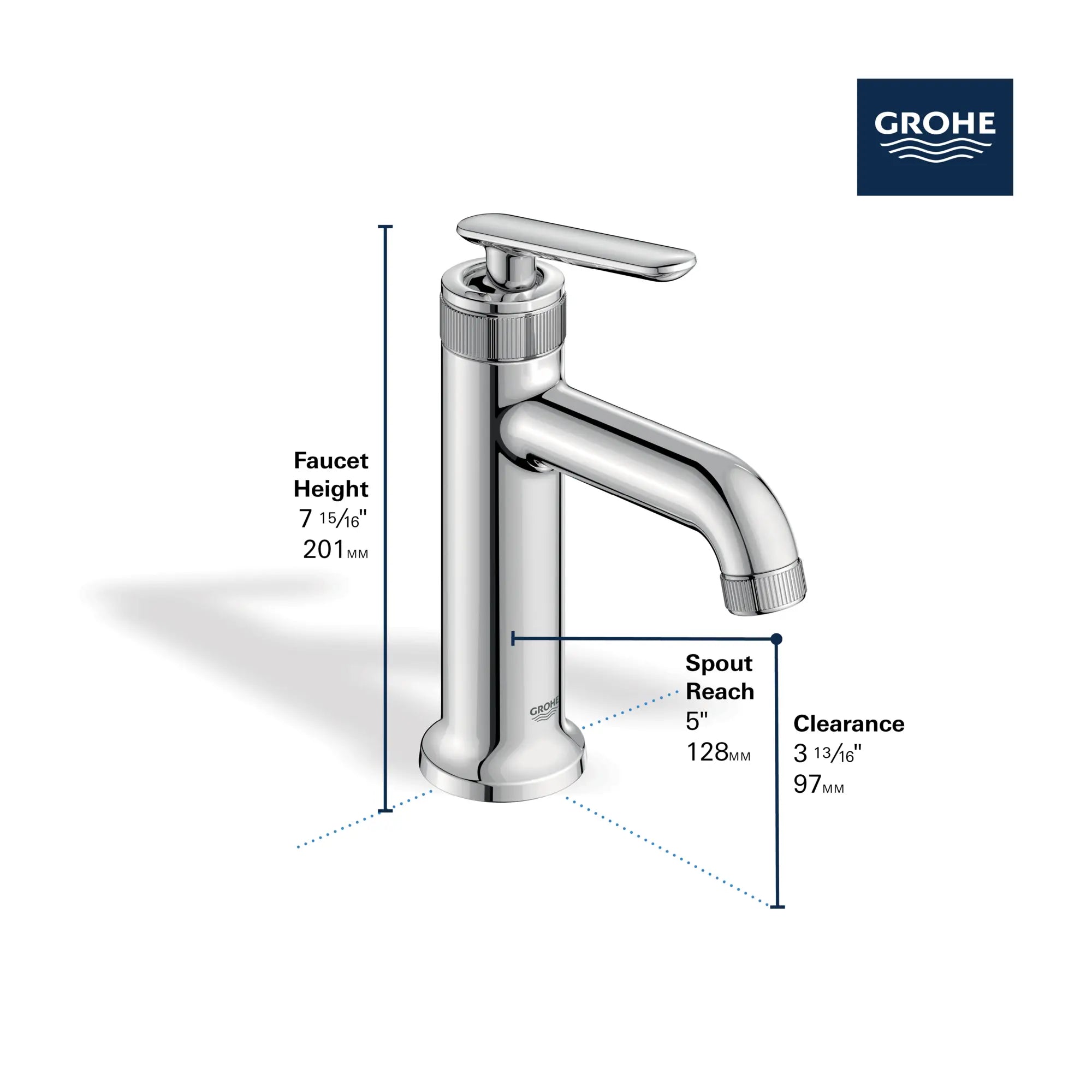 Listra Single Hole Single-Handle M-Size Bathroom Faucet, 1.2 gpm (4.5L/min) // GROHE STARLIGHT CHROME // 278714_Listra_Infographic_106222_0001_Nov2025_1_CDNwebp.webp