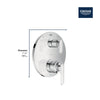 [1062350000] Listra 2-Handle Pressure Balance Valve Trim with 3-Way Diverter with Cartridge - GROHE StarLight Chrome