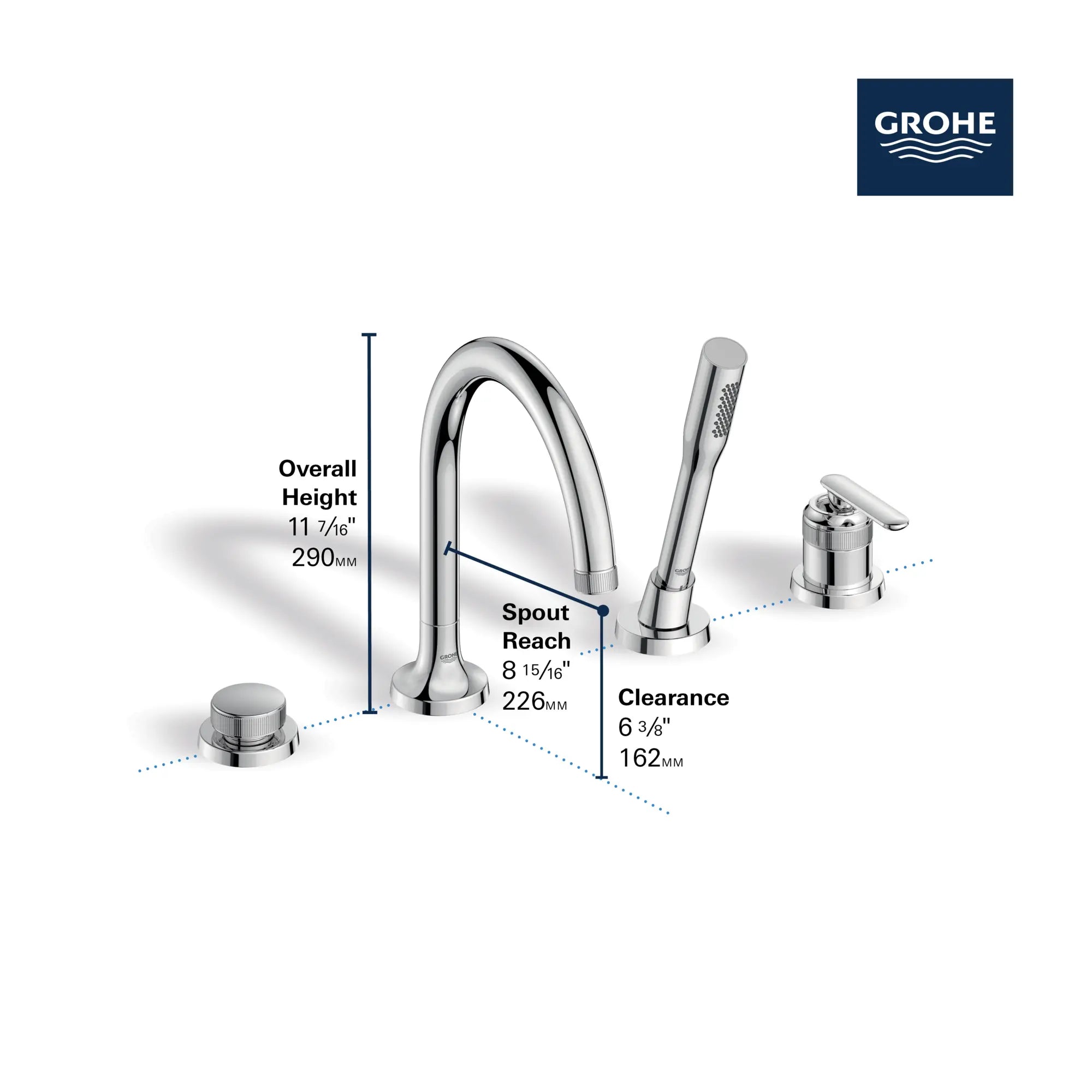 Listra 4-Hole Single-Handle Deck Mount Roman Tub Faucet with 1.75 gpm (6.6L/min) Hand Shower // BRUSHED COOL SUNRISE // 278723_Listra_Infographic_106237_0001_Nov2025_1_CDNwebp.webp