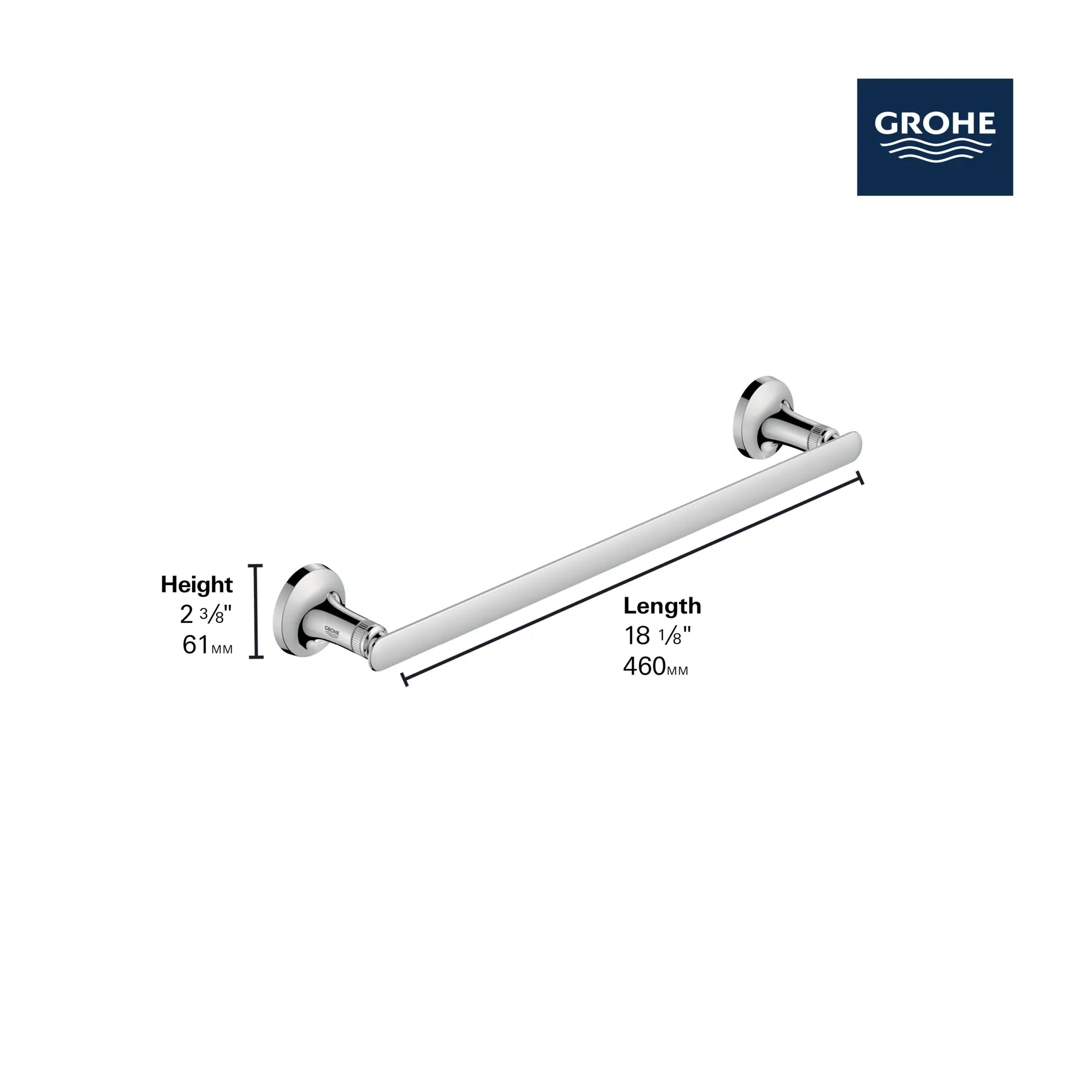 Listra 18" Towel Bar // GROHE STARLIGHT CHROME // 278730_Listra_Infographic_106246_0001_Nov2025_1_CDNwebp.webp