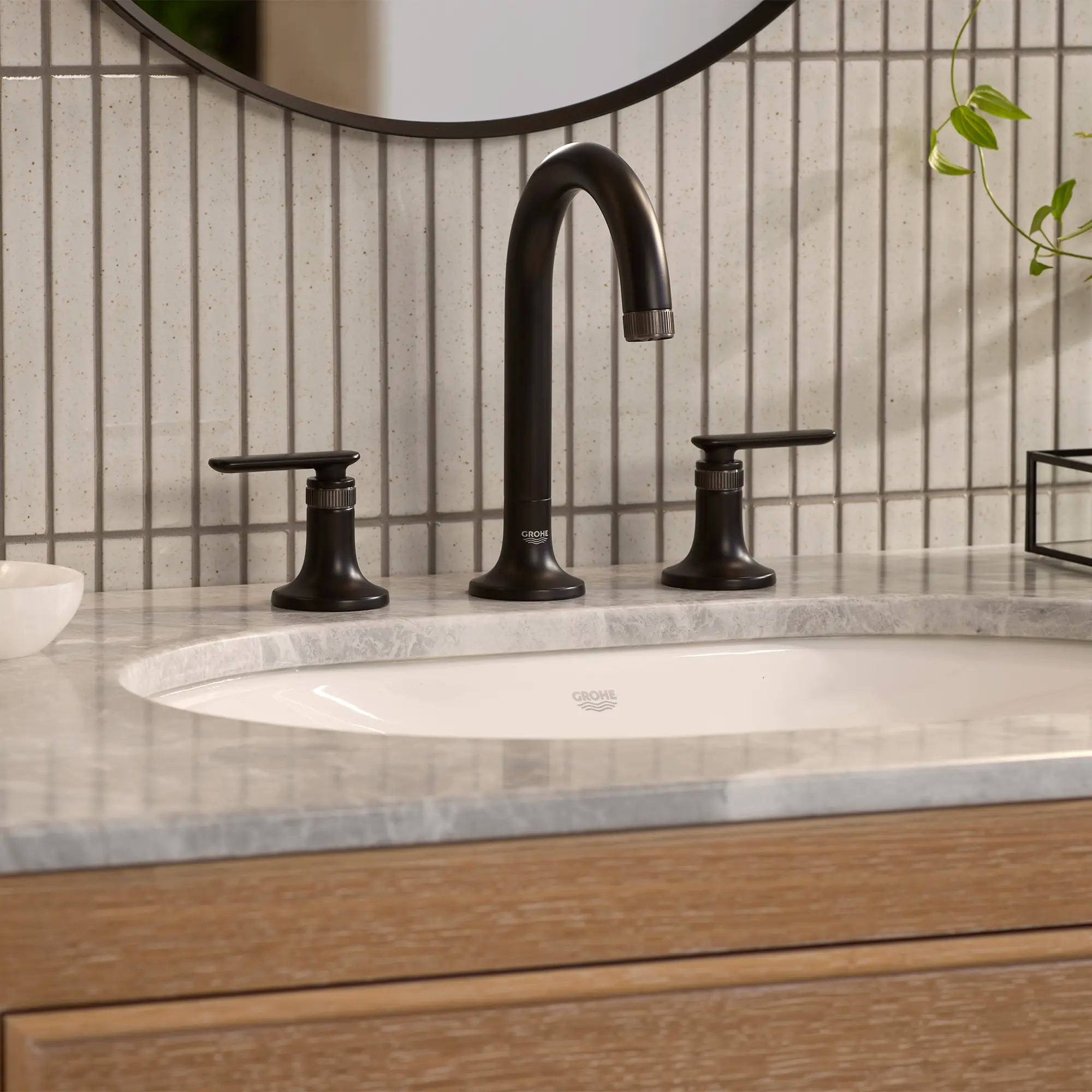 Listra Lever Handles for Bathroom Sink Faucet (Pair) // MATTE BLACK // 278843_Listra_EnvironmentCloseUp_1062212430_1062572430_0001_November2025_0_CDNwebp.webp