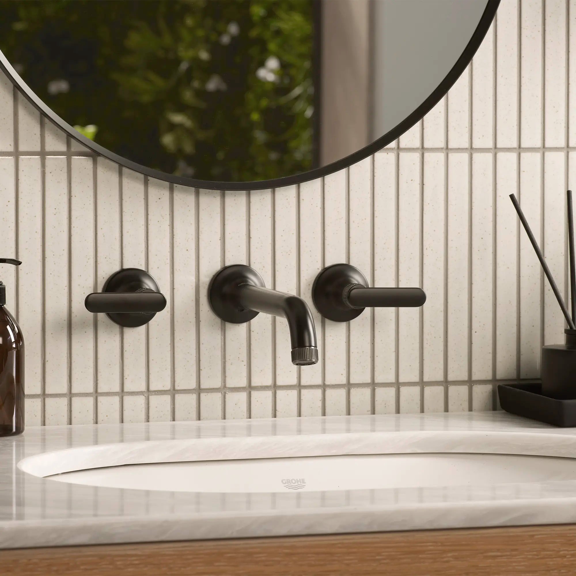 Listra Lever Handles for Bathroom Sink Faucet (Pair) // MATTE BLACK // 278898_Listra_EnvironmentCloseUp_1062162430_1062572430_0001_November2025_0_CDNwebp.webp