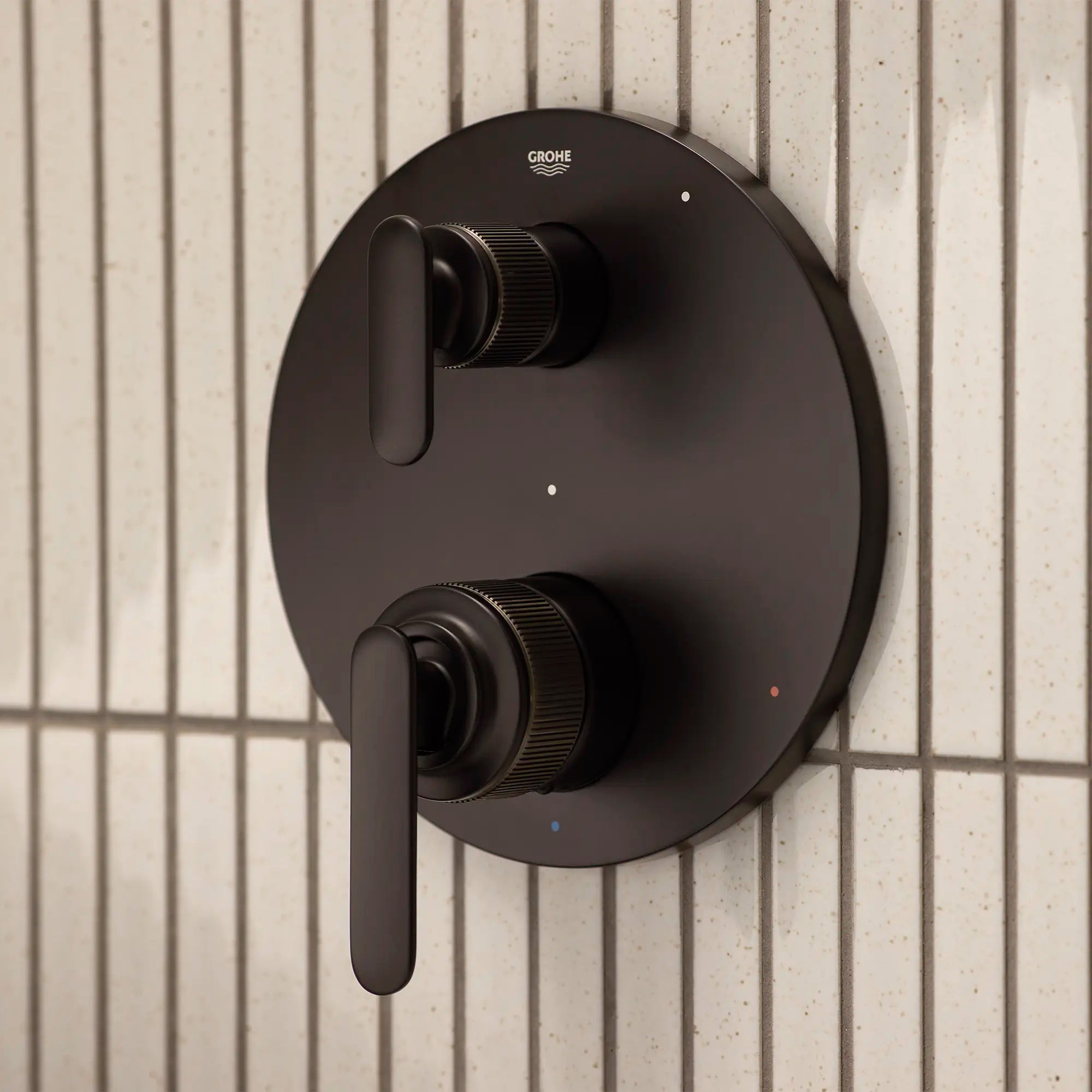 Listra 2-Handle Pressure Balance Valve Trim with 3-Way Diverter with Cartridge // MATTE BLACK // 278908_Listra_EnvironmentCloseUp_1062352430_0001_November2025_0_CDNwebp.webp