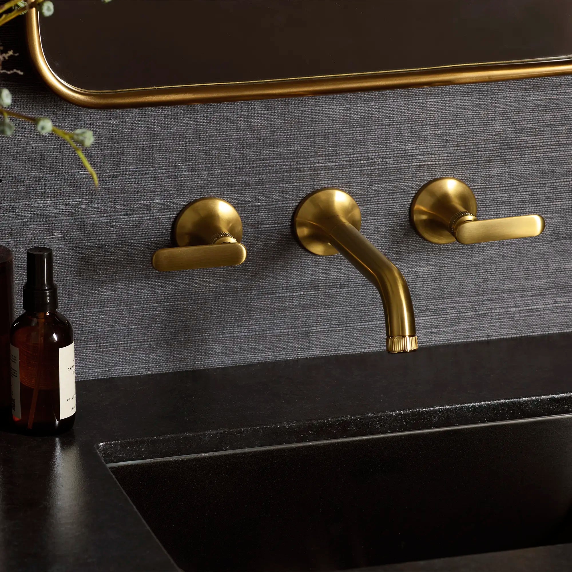 Listra Lever Handles for Bathroom Sink Faucet (Pair) // BRUSHED COOL SUNRISE // 278945_Listra_EnvironmentCloseUp_106216GN00_106257GN00_0001_November2025_0_CDNwebp.webp