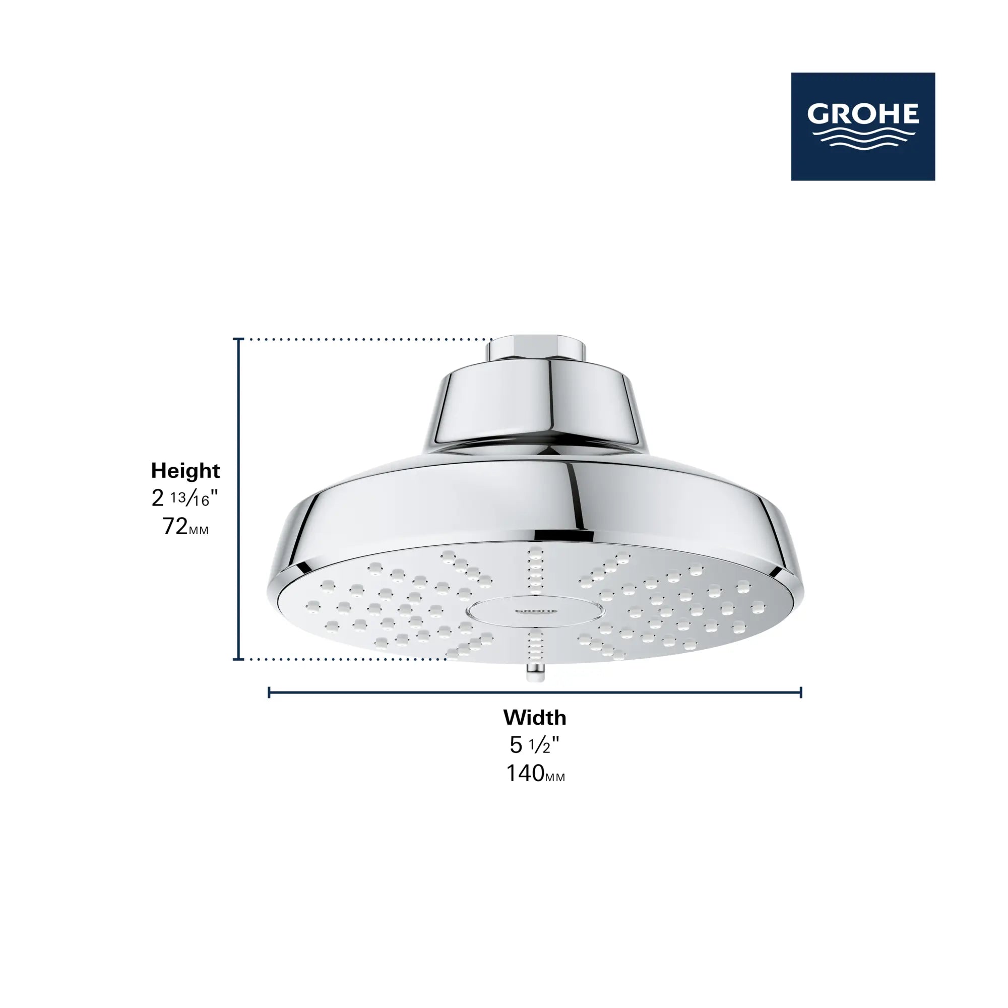 Tempesta 140 with AquaBooster Round Multi Spray Shower Head 1.75 GPM (6.6L/min) // BRUSHED COOL SUNRISE // 281319_AquaBooster_Infographic_111746_0001_FEB2026_0_CDNwebp.webp