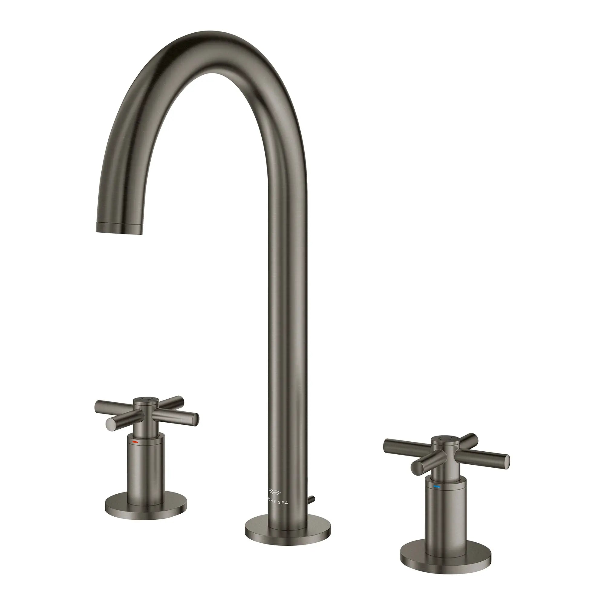 Atrio 8-inch Widespread 2-Handle M-Size Bathroom Faucet without Handles, 1.2 GPM (4.5 L/min) // BRUSHED HARD GRAPHITE // 281616_Atrio_SiloLeft_20659AL0_0001_Feb2026_0_CDNwebp.webp