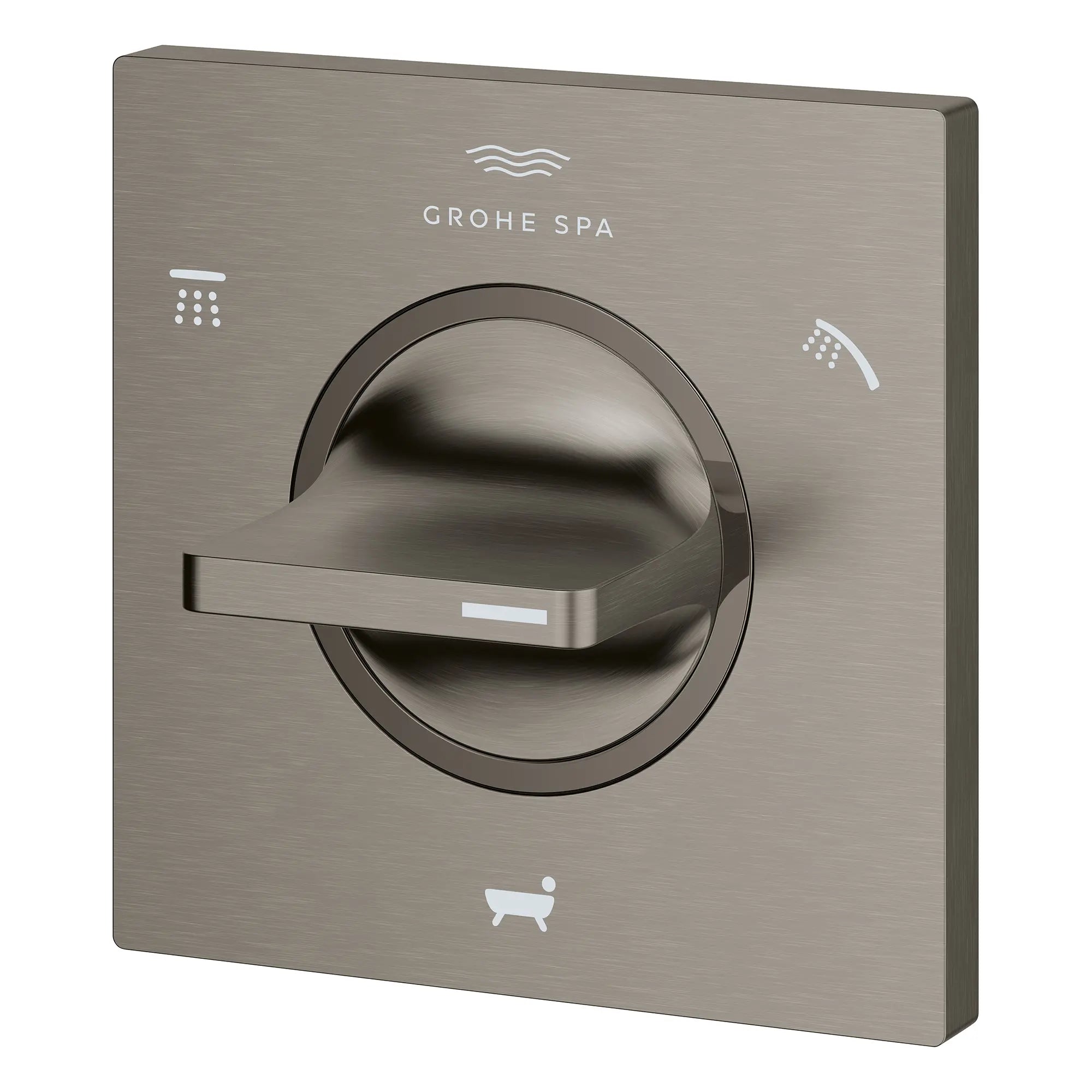 3-Way Diverter Valve Trim // BRUSHED HARD GRAPHITE // 281619_Allure_SiloLeft_19591AL1_0001_Feb2026_0_CDNwebp.webp
