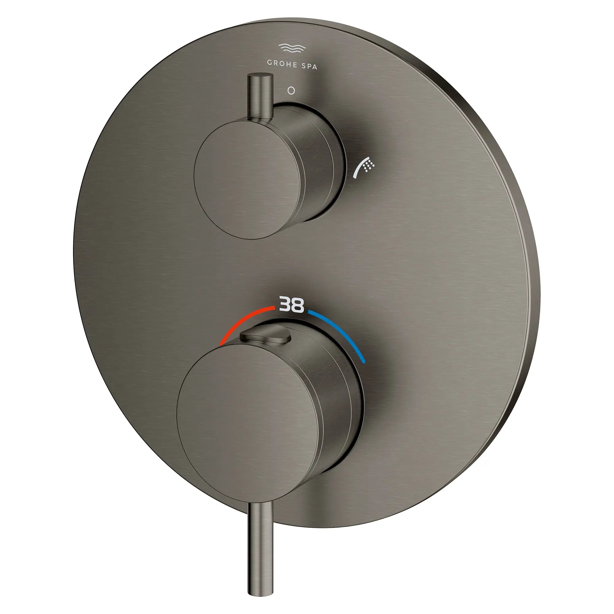 Dual Function 2-Handle Thermostatic Valve Trim // BRUSHED HARD GRAPHITE // 282190_Atrio_SiloLeft_24361AL0_0001_March2026_0_CDNwebp.webp