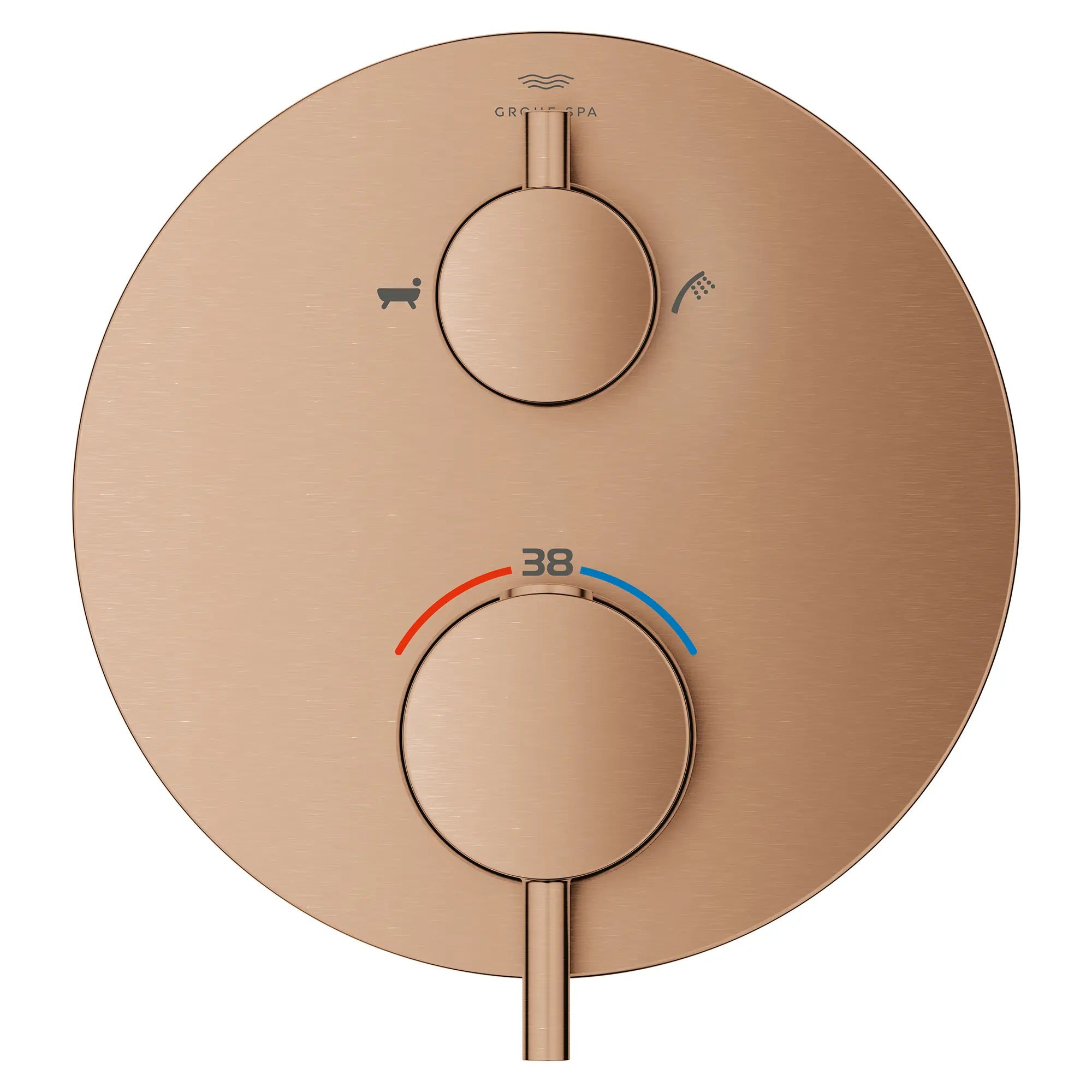 Dual Function 2-Handle Thermostatic Valve Trim // BRUSHED WARM SUNSET // 282218_Atrio_SiloFront_24361DL0_0001_March2026_0_CDNwebp.webp