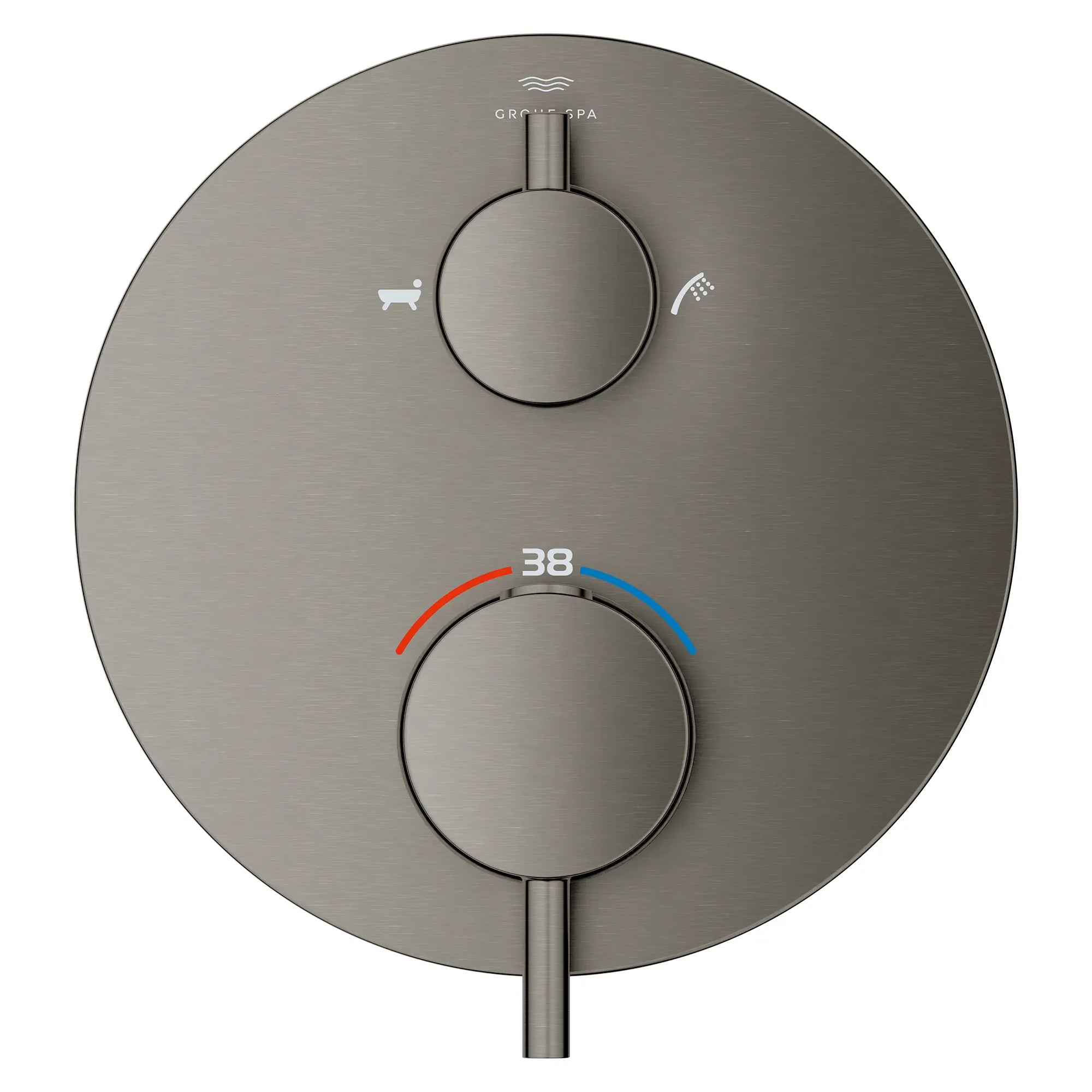 Dual Function 2-Handle Thermostatic Valve Trim // BRUSHED HARD GRAPHITE // 282219_Atrio_SiloFront_24361AL0_0001_March2026_0_CDNwebp.webp