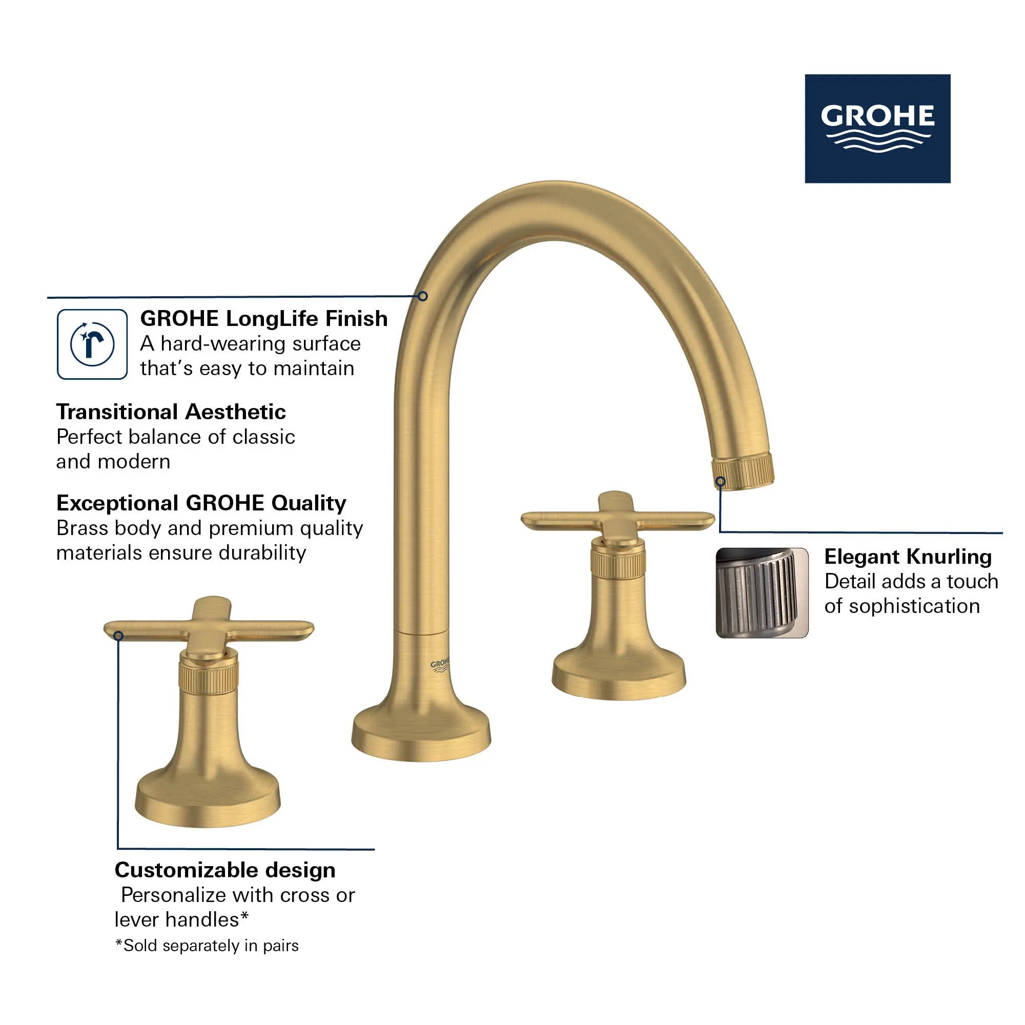 Listra 3-Hole Deck Mount Roman Tub Filler // BRUSHED COOL SUNRISE // 282333_Listra_Infographic_1062610_0001_MAR2026_0_CDNwebp.webp