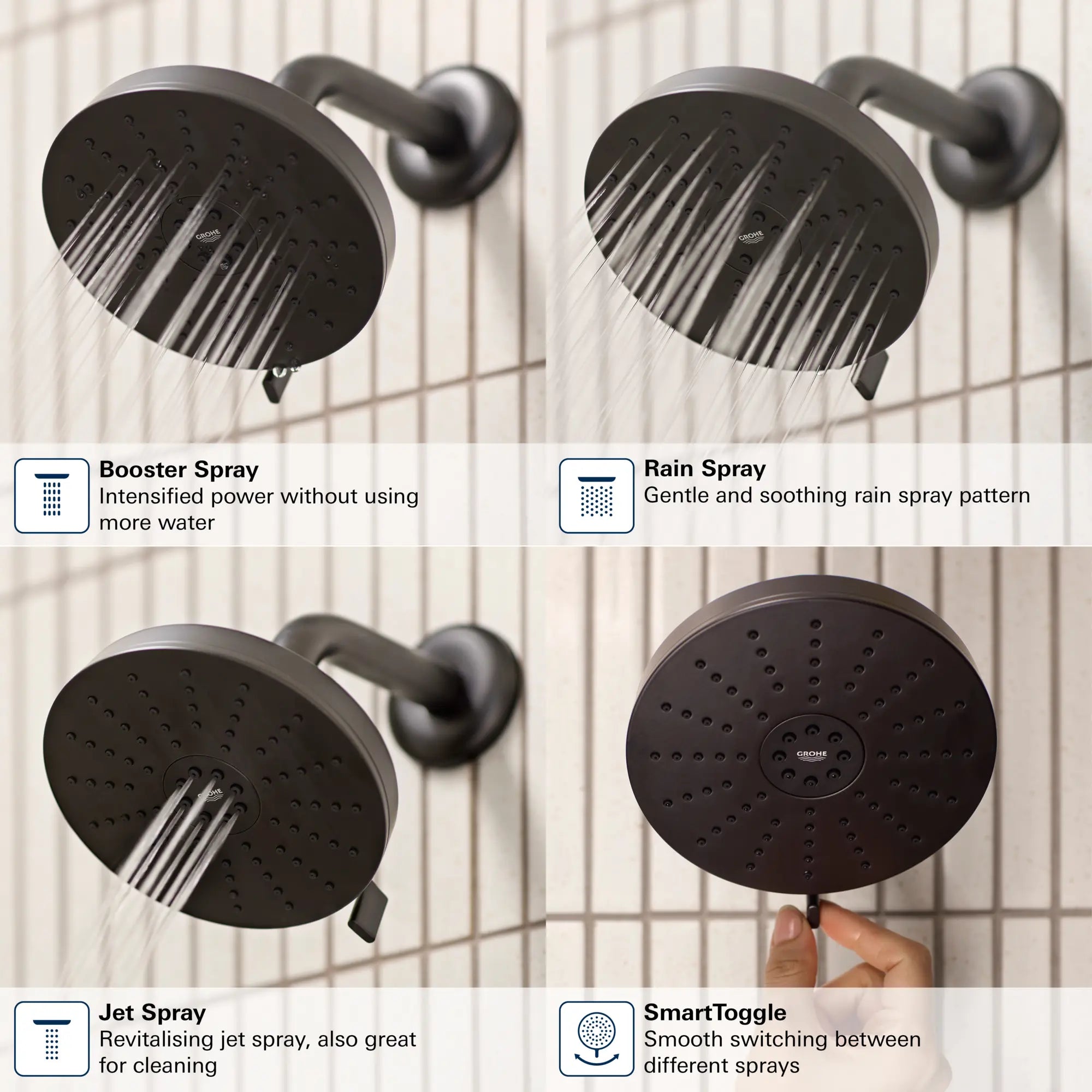 Euphoria 140 with AquaBooster Round Multi Spray Shower Head 1.75 GPM (6.6L/min) // BRUSHED NICKEL INFINITYFINISH // 282451_Euphoria_Infographic_111716_0002_FEB2026_0_CDNwebp.webp