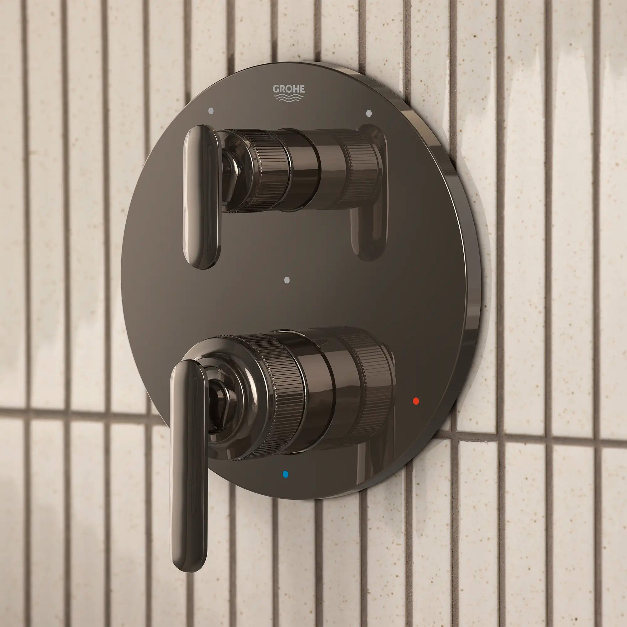 Listra 2-Handle Pressure Balance Valve Trim with 3-Way Diverter with Cartridge // HARD GRAPHITE // 282569_Listra_EnvironmentCloseUp_106235A000_0001_JANUARY2026_1_CDNwebp.webp