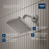 [111721A000] Euphoria 140 with AquaBooster Square Multi Spray Shower Head - Hard Graphite