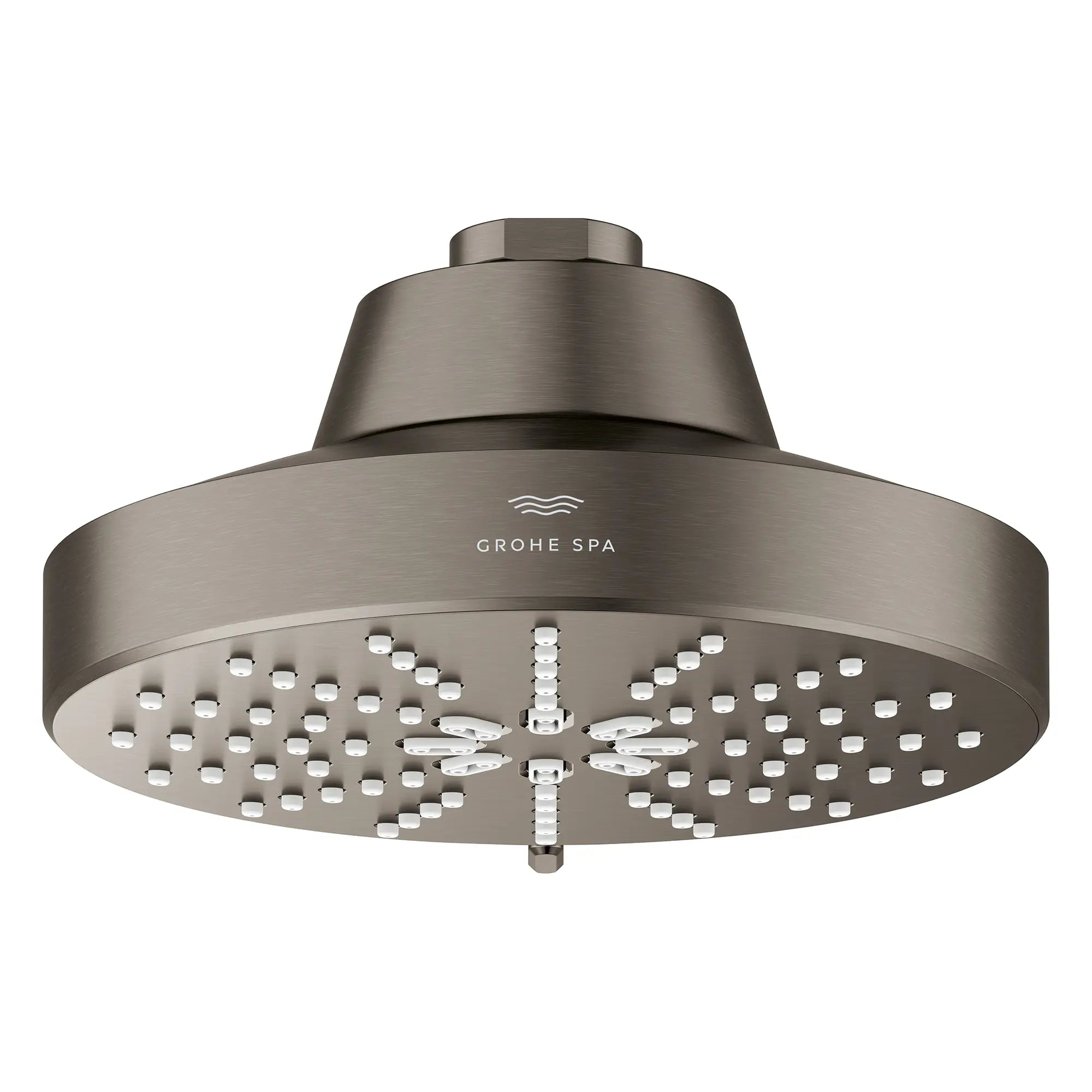 Rainshower Aqua 140 Multi Spray 5 1/2" Shower Head with Aqua Booster 1.75 GPM (6.6 L/min) // BRUSHED HARD GRAPHITE // 283602_Aquabooster_SiloFront_111611AL00_111659AL00_0001_April2026_0_CDNwebp.webp
