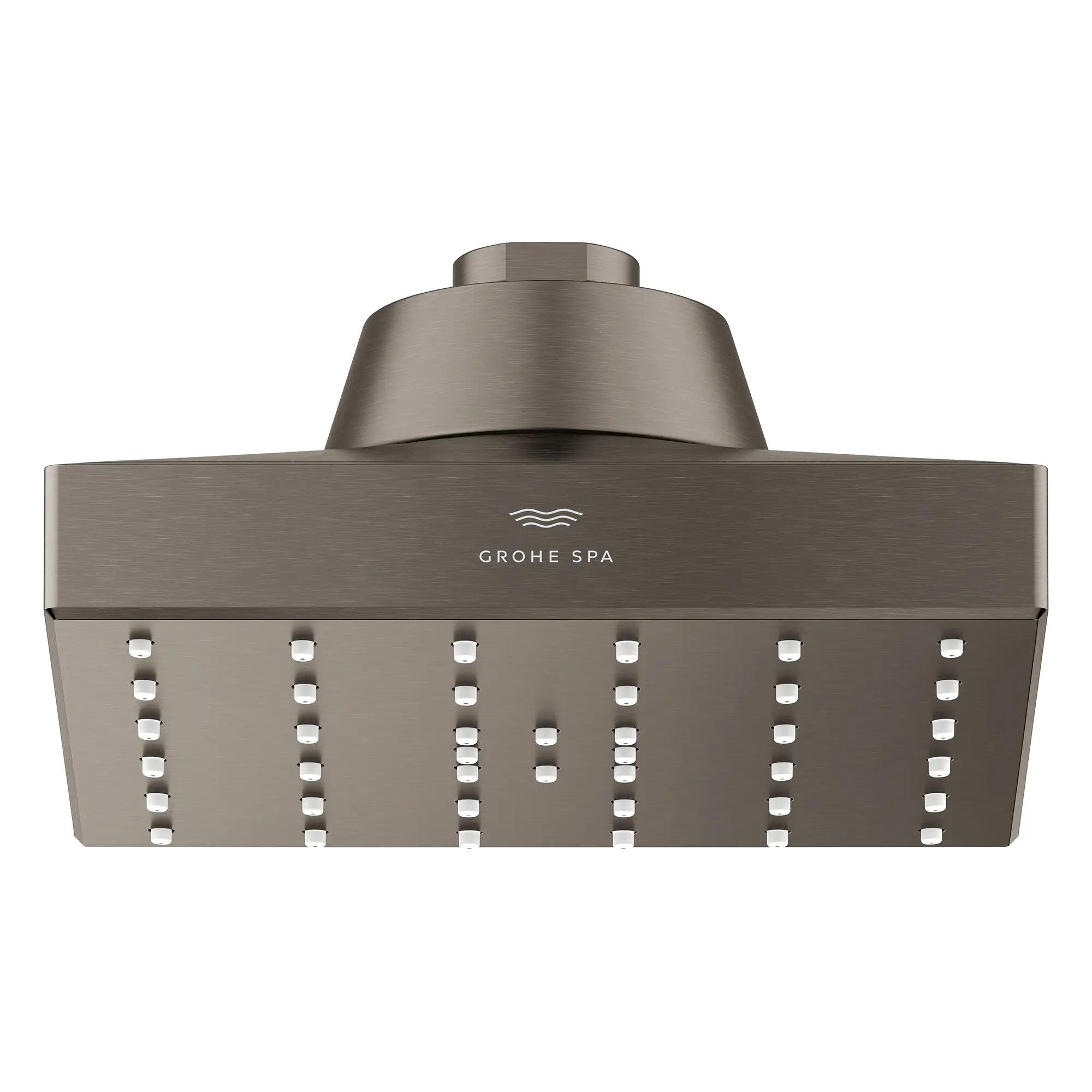 Rainshower Aqua Single Spray 5 1/2" Square Showerhead with AquaBooster 1.75 GPM (6.6 L/min) // BRUSHED HARD GRAPHITE // 283605_Aquabooster_SiloFront_111661AL00_111668AL00_0001_April2026_0_CDNwebp.webp