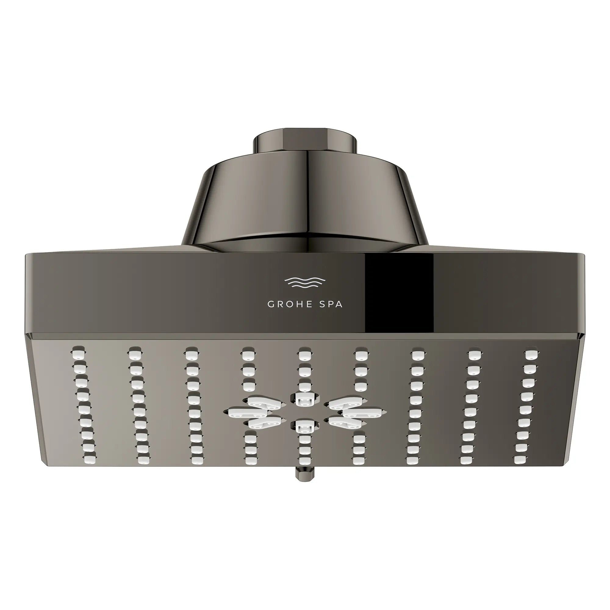 Rainshower Aqua Multi Spray 5 1/2" Square Shower Head with Aqua Booster 1.75 GPM (6.6 L/min) // HARD GRAPHITE // 283609_Aquabooster_SiloFront_111672A000_111673A000_001_01_0001_April2026_0_CDNwebp.webp
