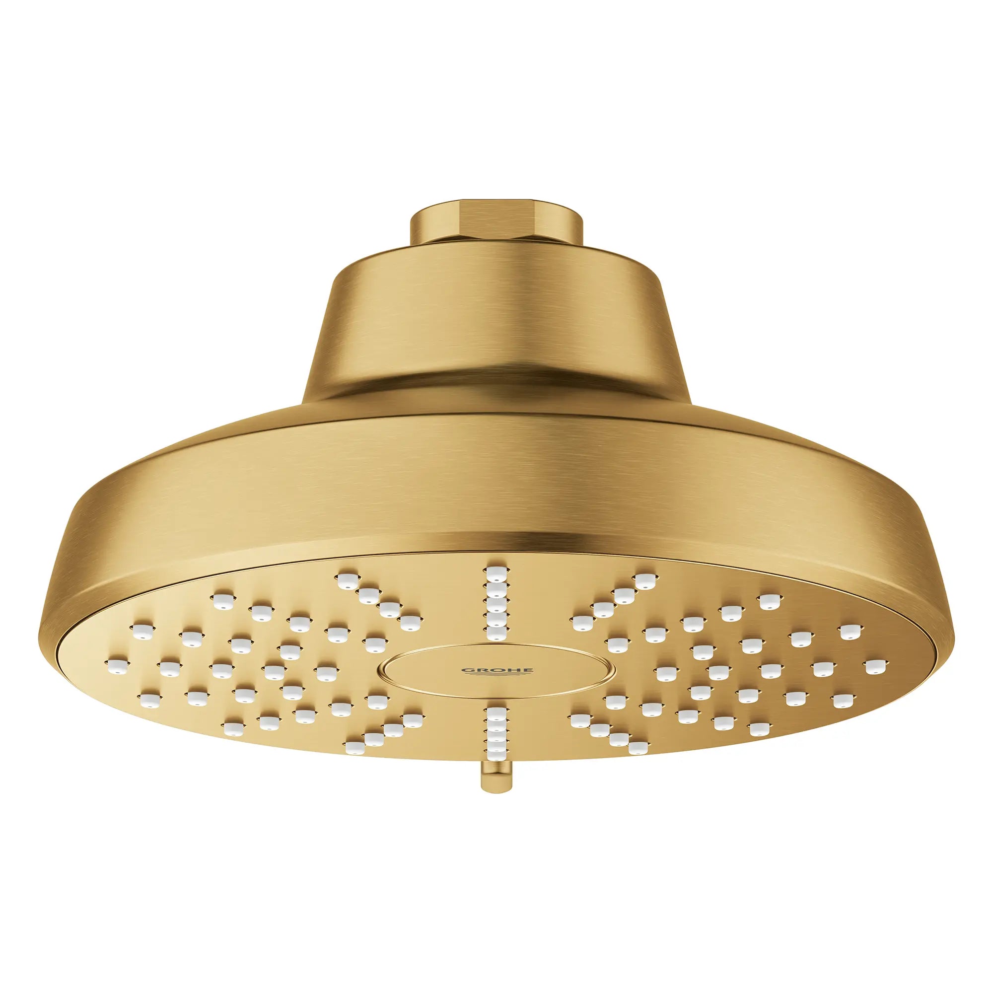 Tempesta 140 with AquaBooster Round Multi Spray Shower Head 1.75 GPM (6.6L/min) // BRUSHED COOL SUNRISE // 283635_Aquabooster_SiloFront_111746GN00_0002_April2026_0_CDNwebp.webp