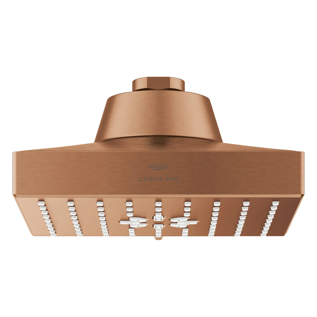 Rainshower Aqua Multi Spray 5 1/2" Square Shower Head with AquaBooster 1.75 GPM (6.6 L/min) // BRUSHED WARM SUNSET // 283684_Aquabooster_SiloOther_111672DL00_111673DL00_0001_April2026_0_CDNwebp.webp