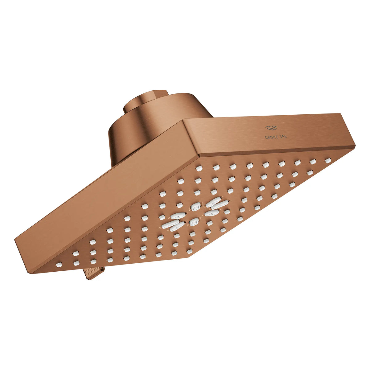 Rainshower Aqua Multi Spray 5 1/2" Square Shower Head with AquaBooster 1.75 GPM (6.6 L/min) // BRUSHED WARM SUNSET // 283803_Aquabooster_SiloRight_111672DL00_111673DL00_010_01_0001_April2026_0_CDNwebp.webp