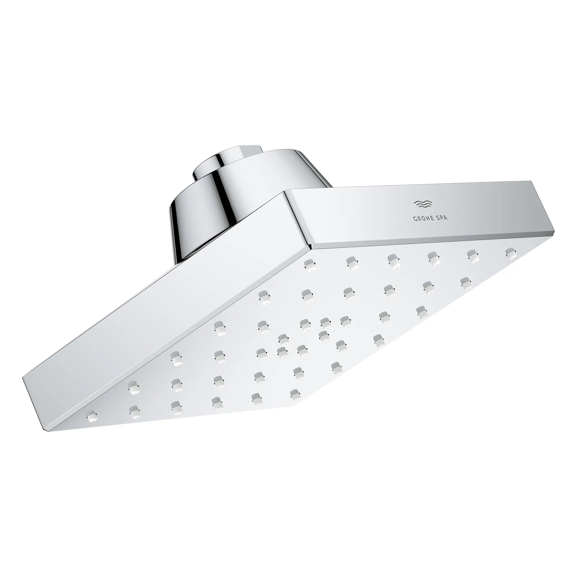 Rainshower Aqua Mono Spray 5 1/2" Square Showerhead with Aqua Booster 1.75 GPM (6.6 L/min) // GROHE STARLIGHT CHROME // 283846_Aquabooster_SiloRight_1116610000_1116680000_0001_April2026_0_CDNwebp.webp
